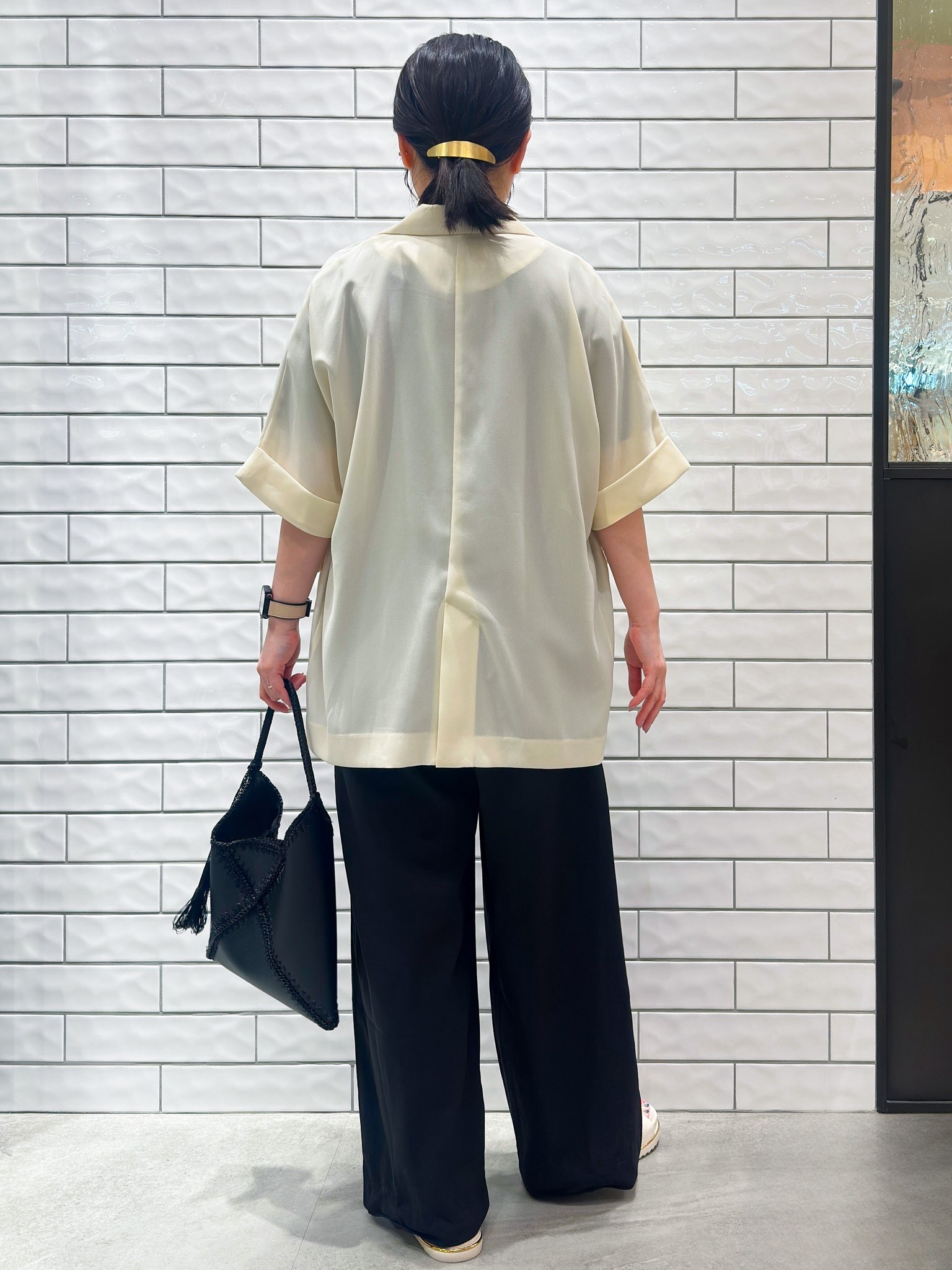 Minさんの「OPAQUE.CLIP｜【接触冷感／吸水速乾／防シワ】リネンライクテーラードジャケット《洗濯機OK》」を使ったコーディネート