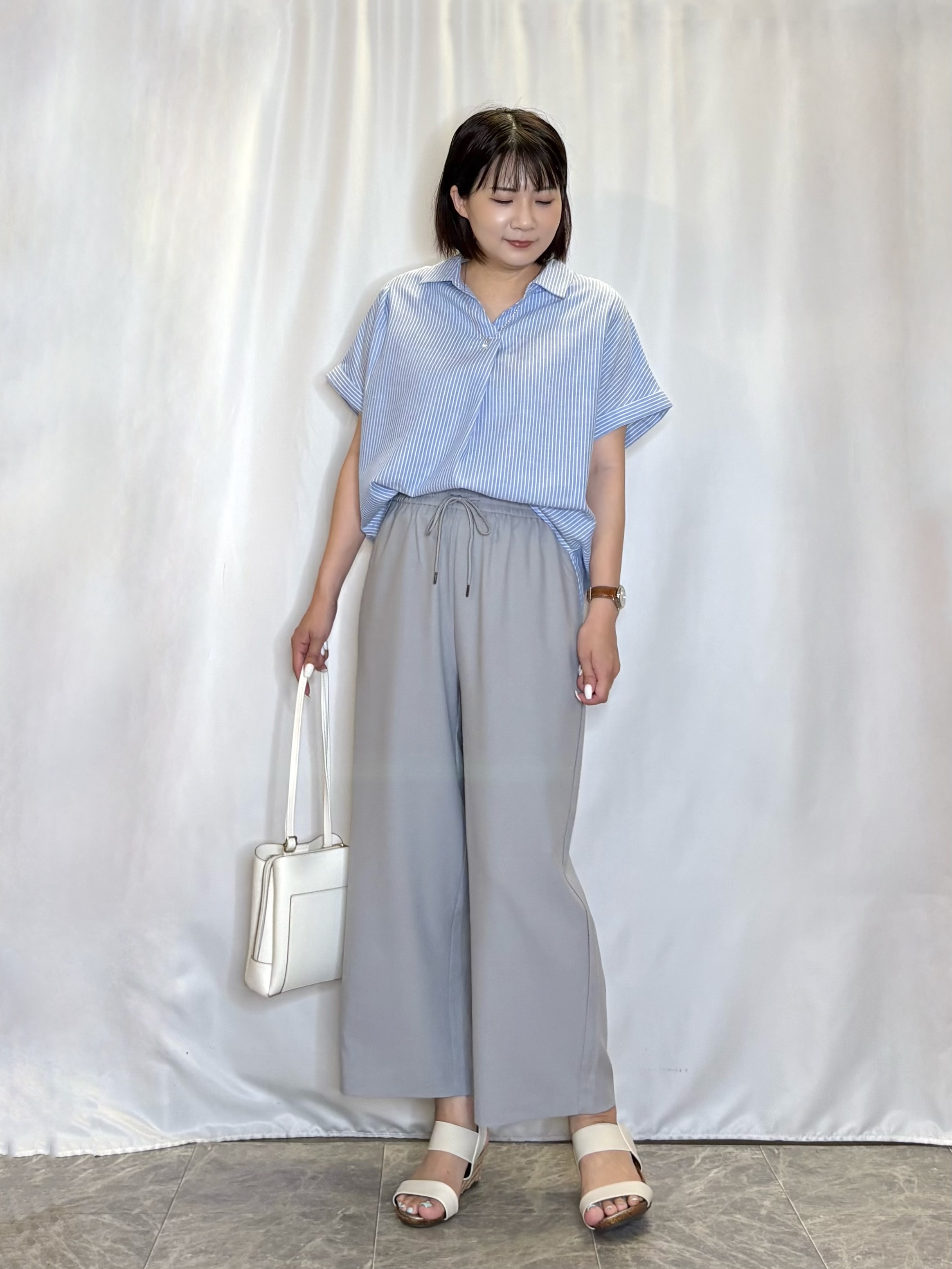 ネリさんの「SHOO･LA･RUE｜【ひんやり/UV】インせず着られる フレンチリネンスキッパーシャツ」を使ったコーディネート