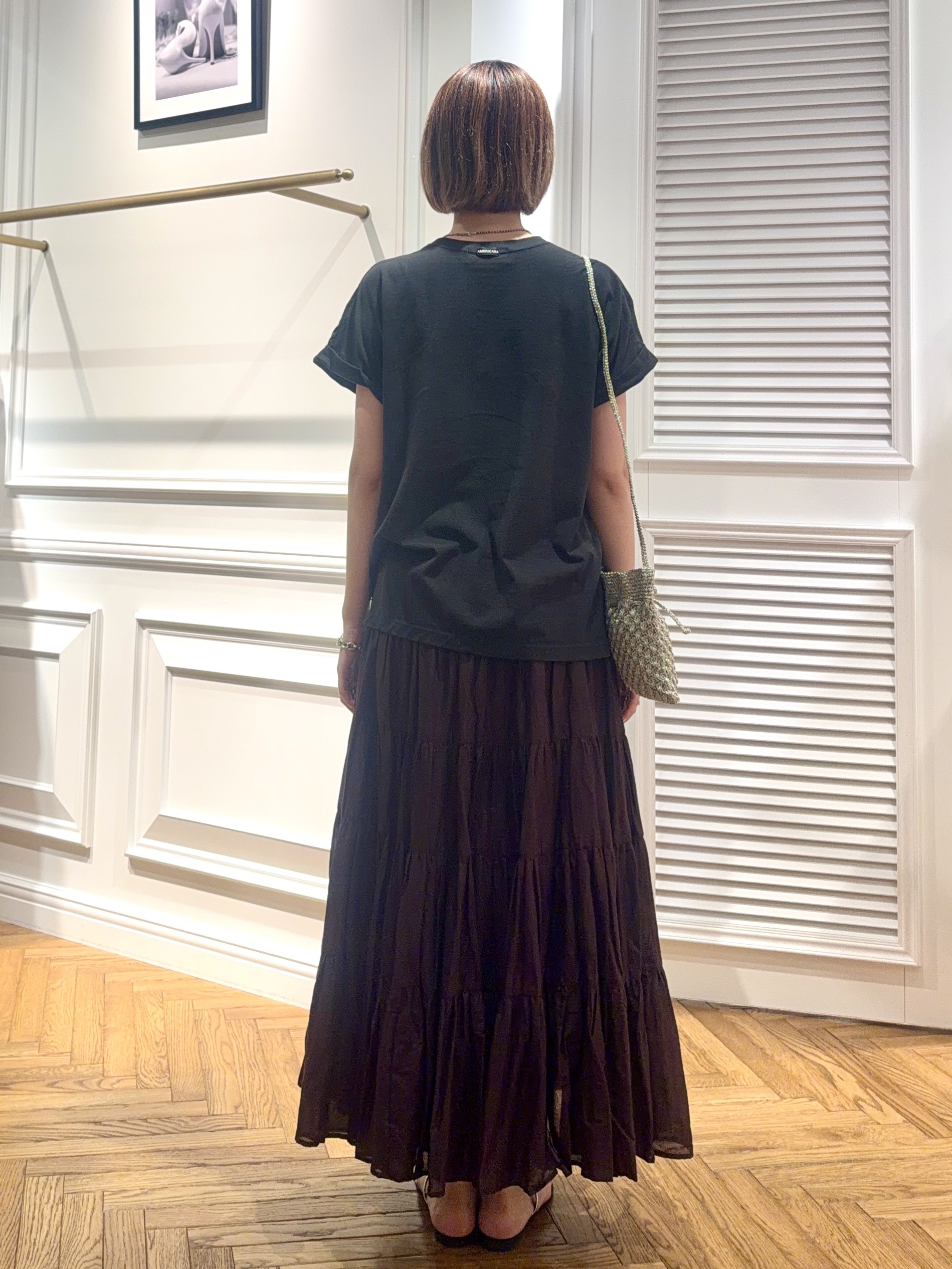 renaさんの「DRESSTERIOR｜Americana（アメリカーナ）【別注】 接触冷感 袖ロールアップ ロゴTシャツ」を使ったコーディネート