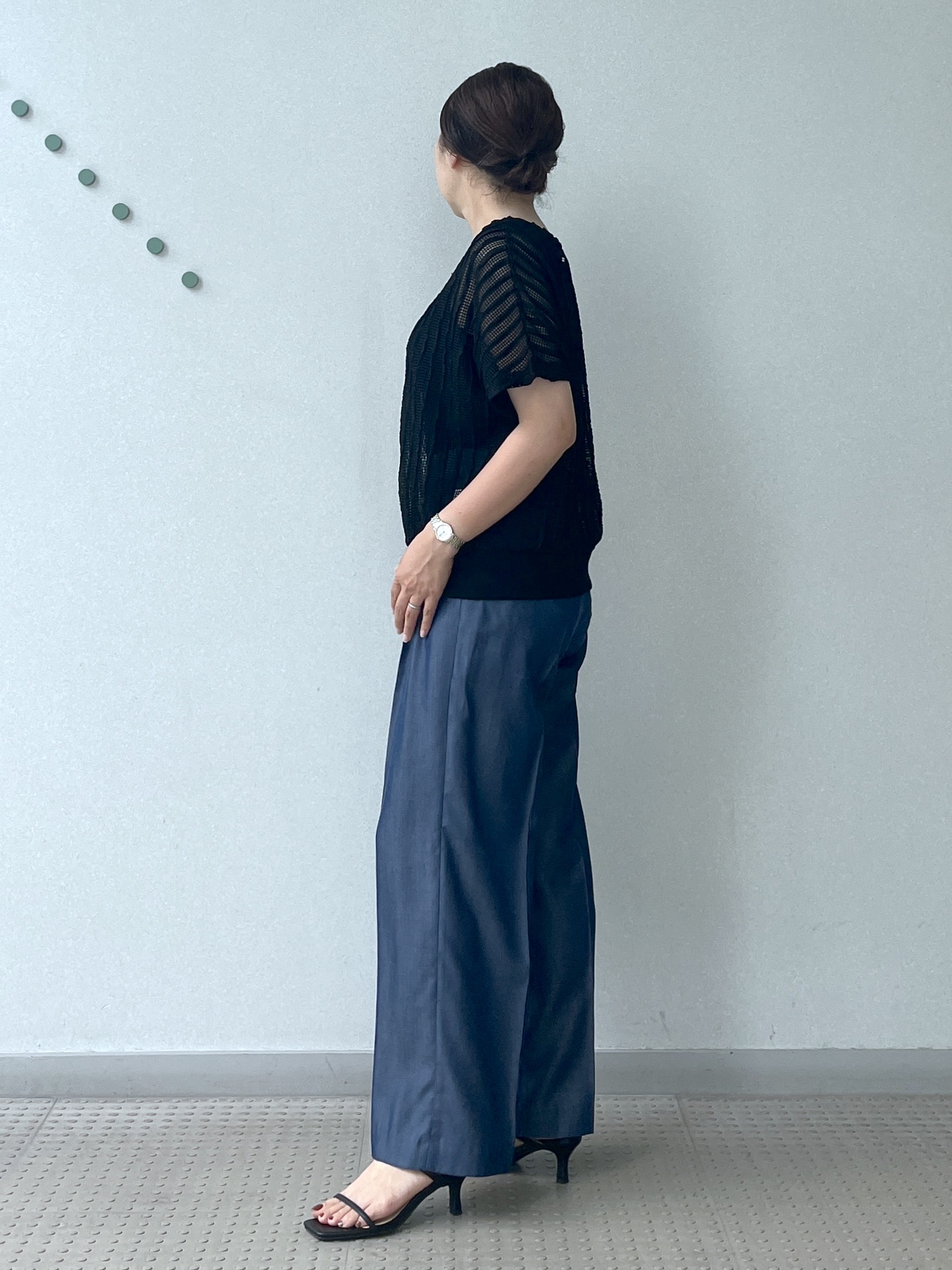 Soeさんの「DRESSTERIOR｜【体系カバー/日除け】ドルマンスリーブ シアーメッシュプルオーバー」を使ったコーディネート