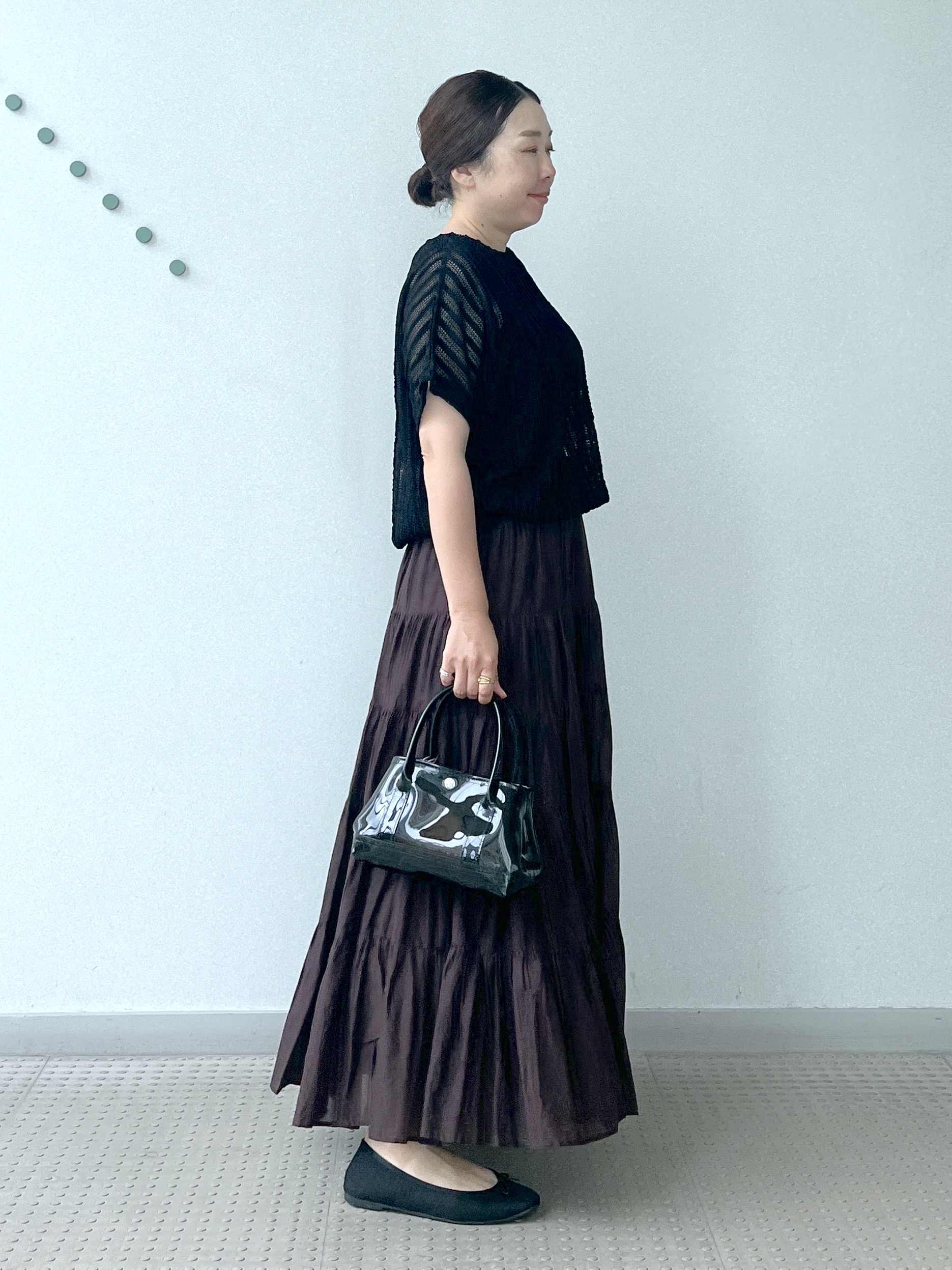 Soeさんの「DRESSTERIOR｜【体系カバー/日除け】ドルマンスリーブ シアーメッシュプルオーバー」を使ったコーディネート