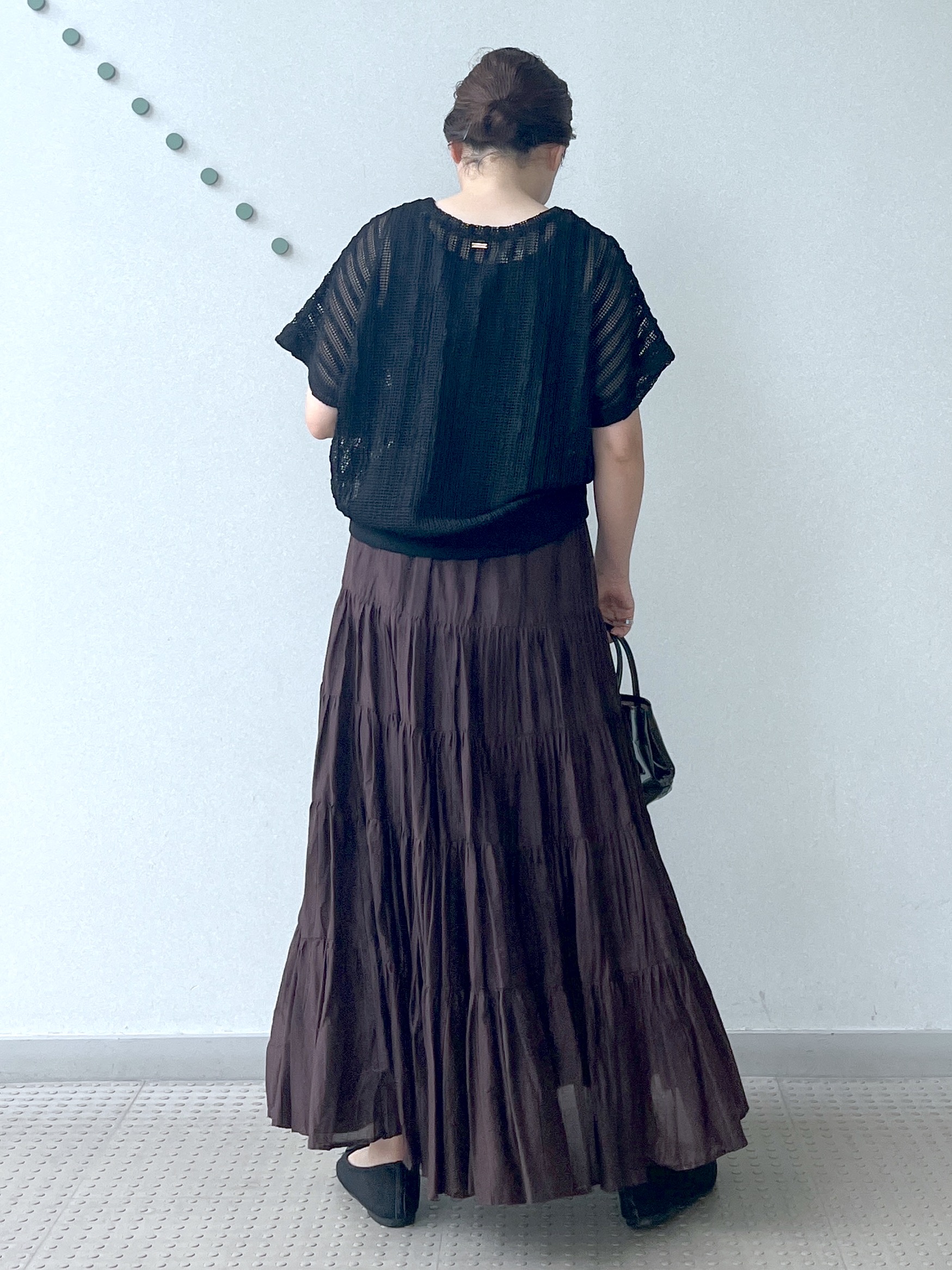 Soeさんの「DRESSTERIOR｜【体系カバー/日除け】ドルマンスリーブ シアーメッシュプルオーバー」を使ったコーディネート