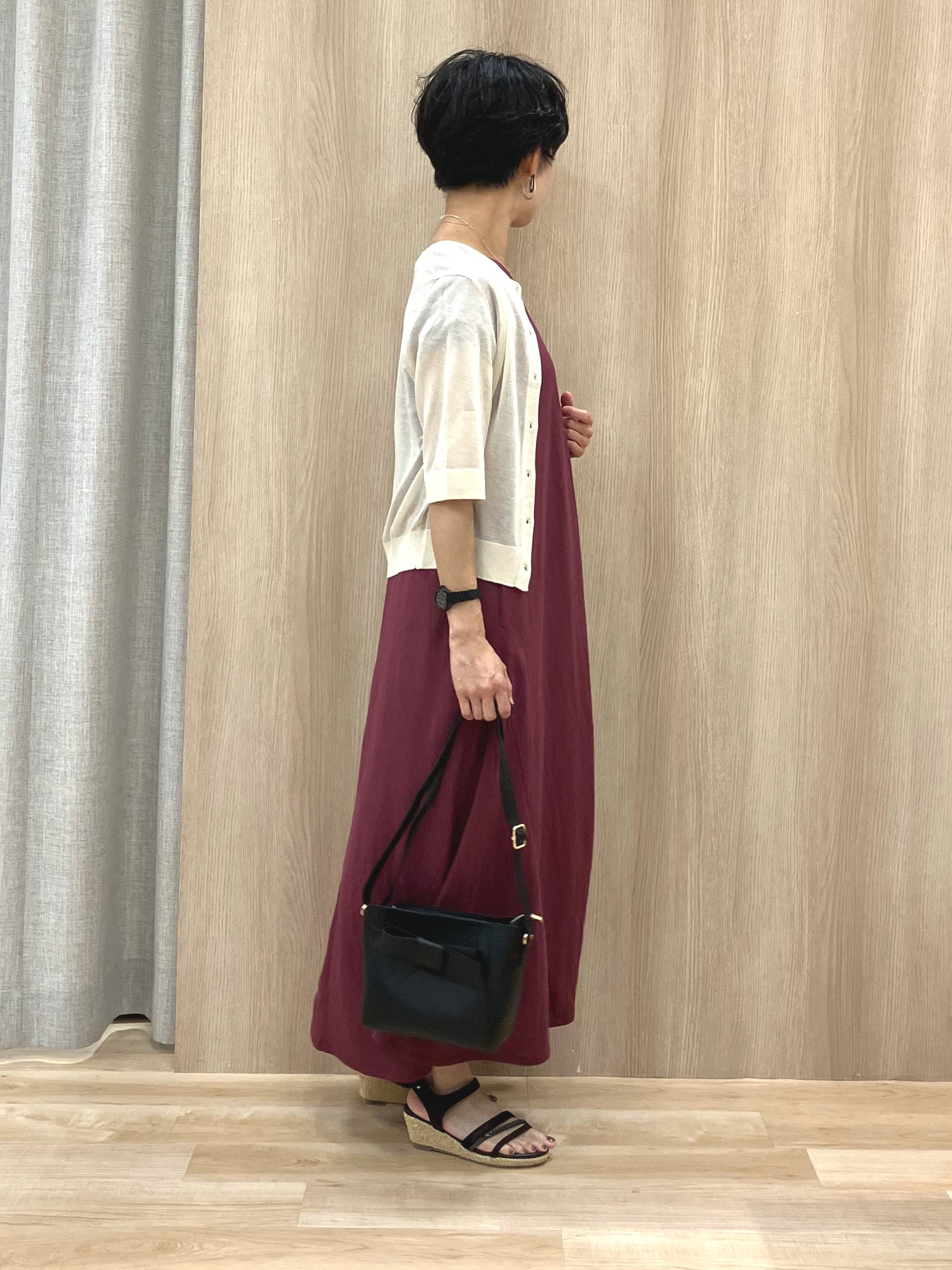 Keiさんの「grove｜【低身長さんも選べる着丈】モクロディフレンチワンピース」を使ったコーディネート
