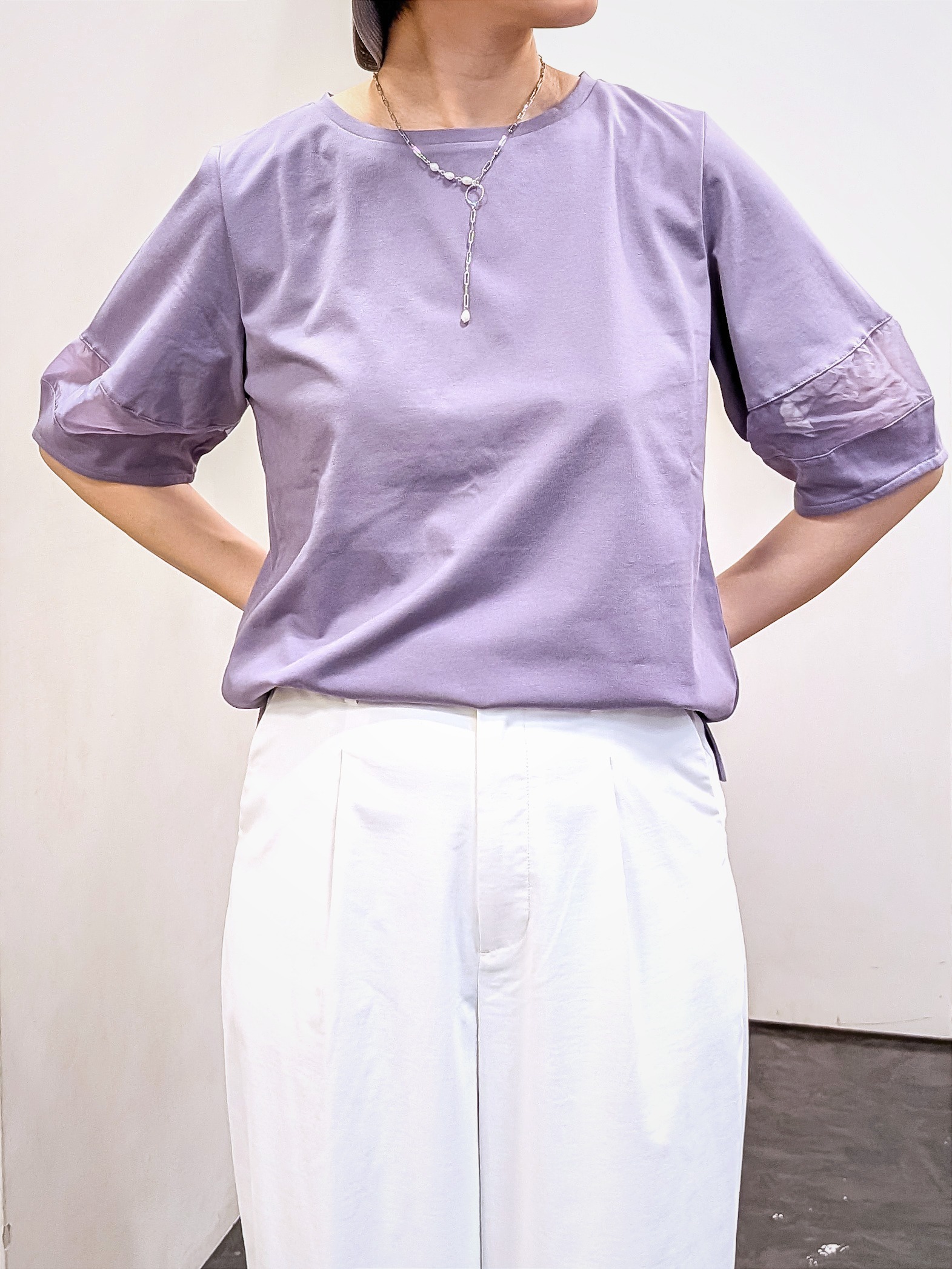 やまちゃんさんの「grove｜【吸水速乾・UVカット・接触冷感】シアードッキングランタンスリーブTシャツ」を使ったコーディネート