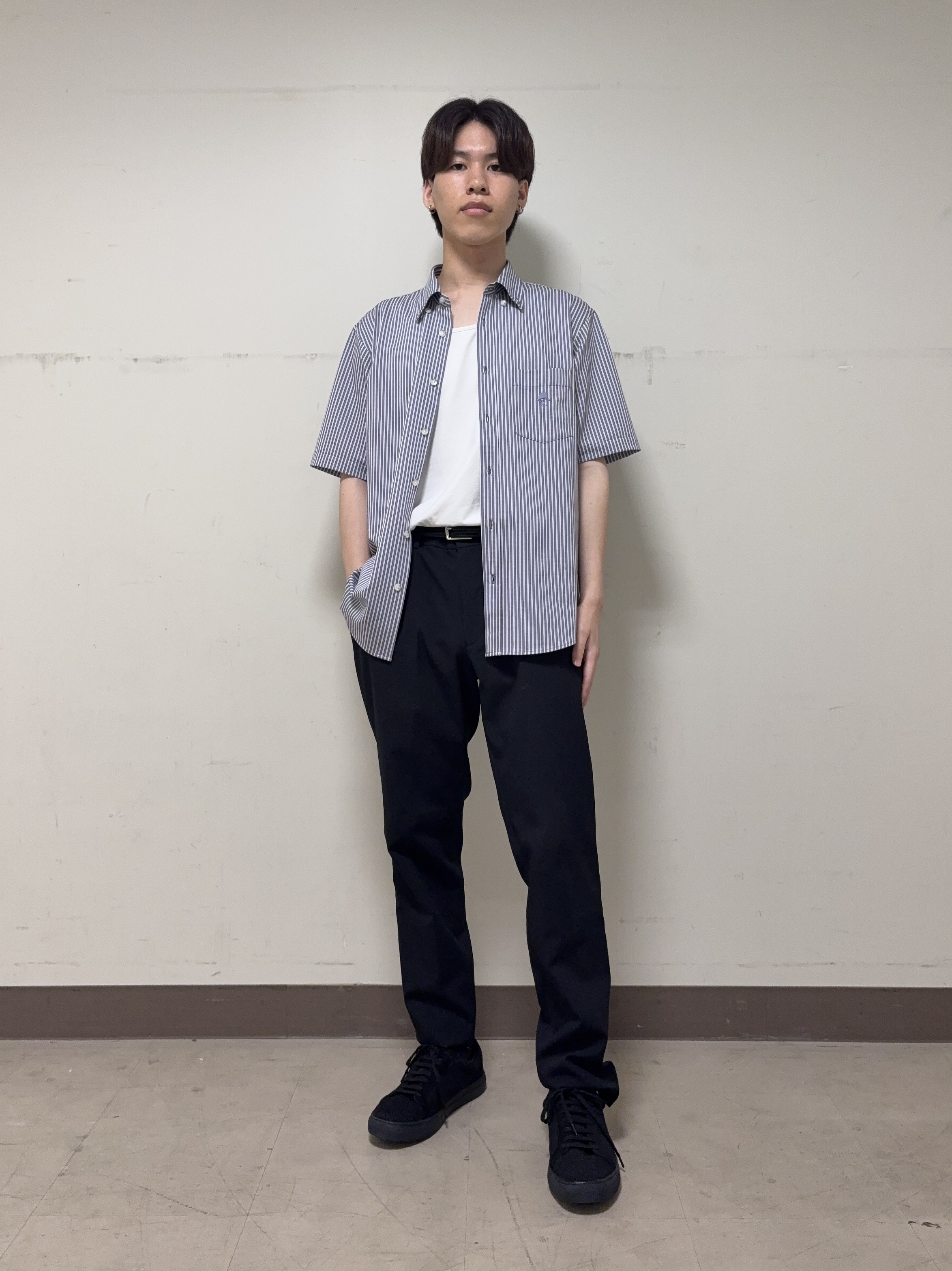 藤井 皇良さんの「TAKEO KIKUCHI｜【接触冷感】ジャージストライプ シャツ」を使ったコーディネート