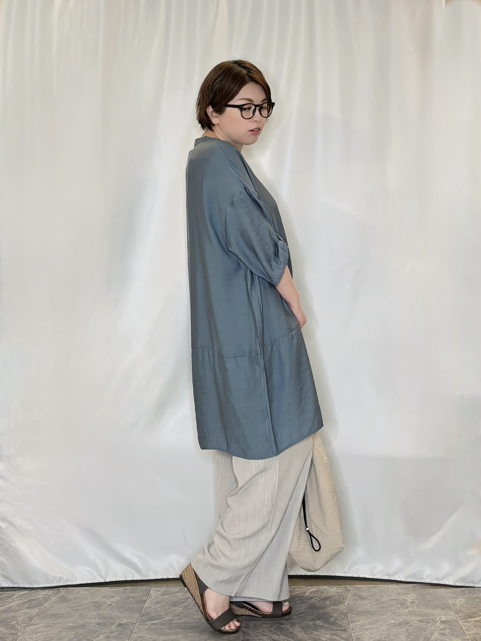 たみさんの「SHOO･LA･RUE｜【ひんやり/S-LL/洗濯機可】体型カバーにも スラブコクーンチュニック」を使ったコーディネート