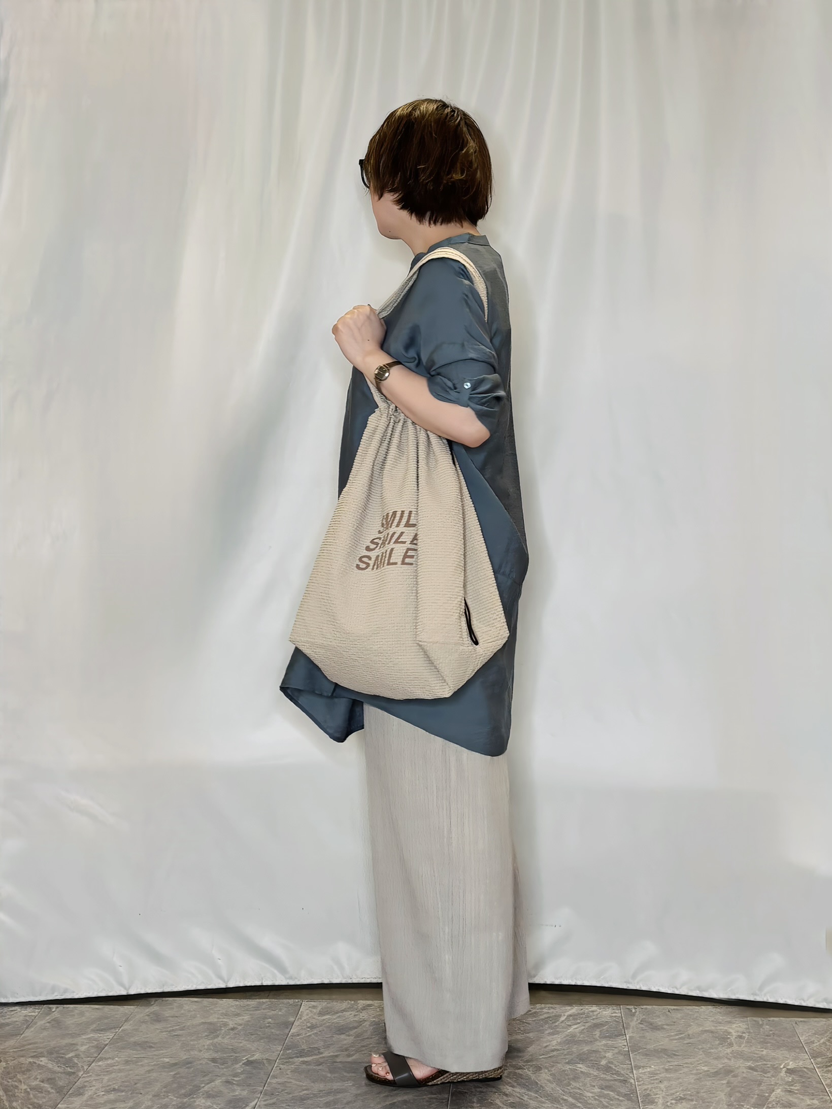 たみさんの「SHOO･LA･RUE｜【ひんやり/S-LL/洗濯機可】体型カバーにも スラブコクーンチュニック」を使ったコーディネート