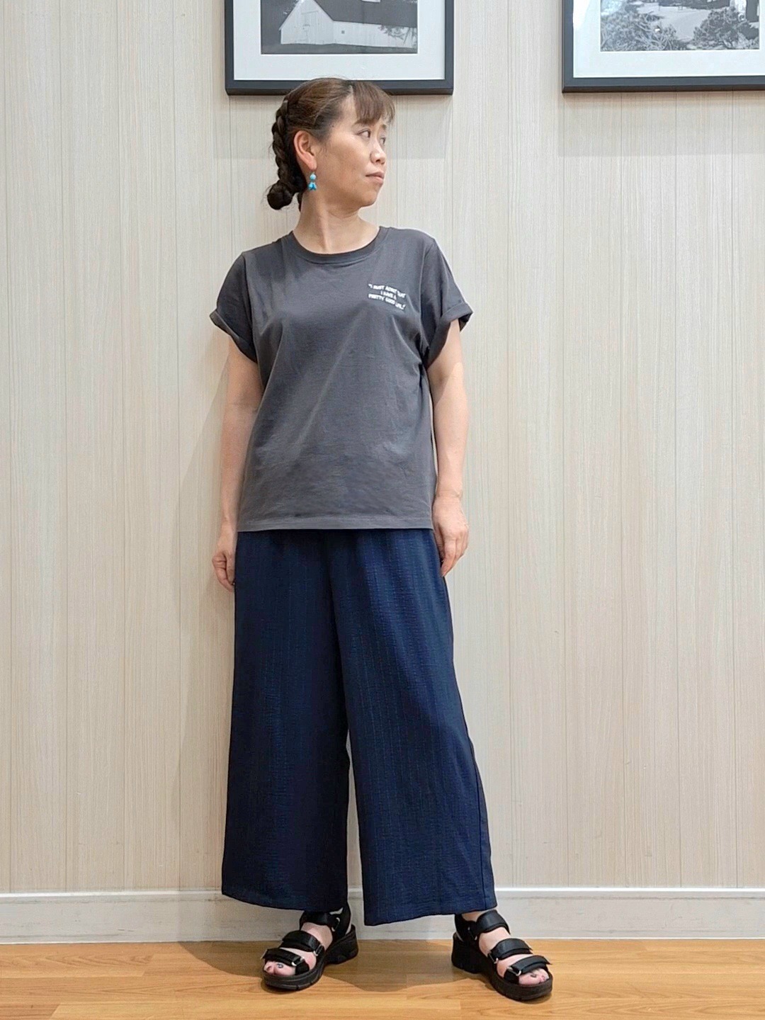 Saoさんの「SHOO･LA･RUE｜【ひんやり/UV】ほんのりシアーで上品な バックギャザーブラウス」を使ったコーディネート