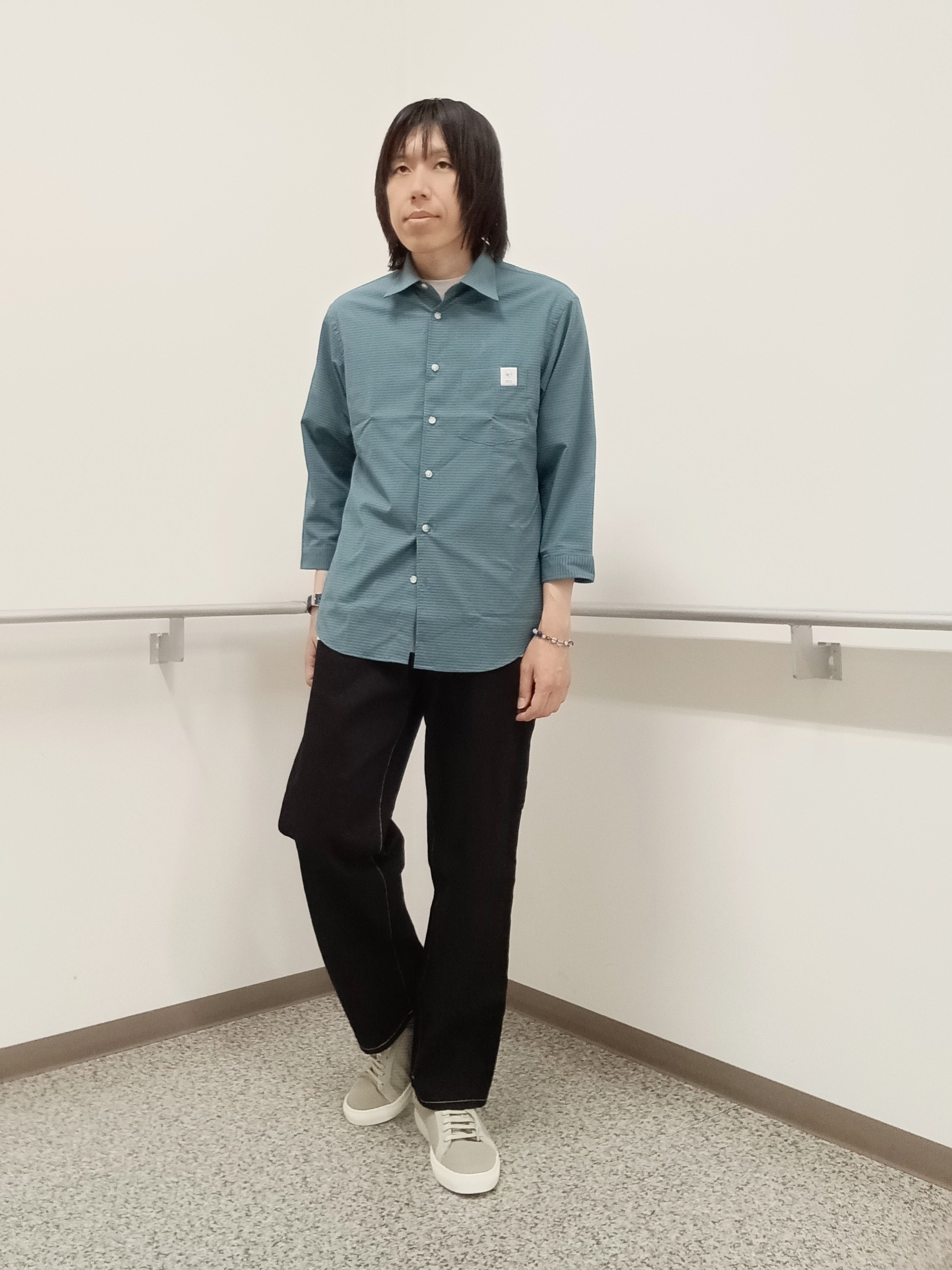 moritaさんの「TAKEO KIKUCHI｜【日本製】JFP DotAir（R）サッカー7分袖シャツ」を使ったコーディネート