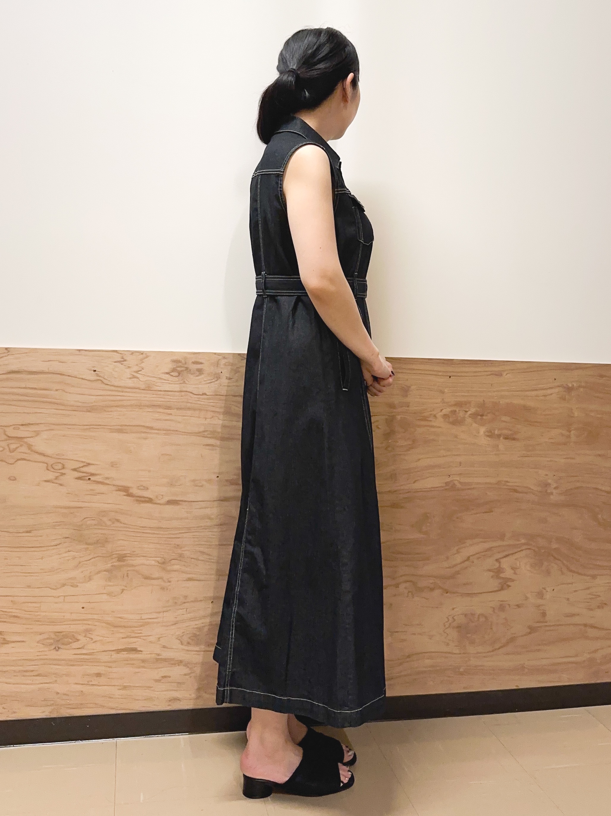すーさんの「grove｜大人気！デニムフレアワンピース」を使ったコーディネート