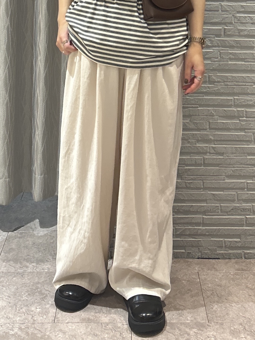 ga_riさんの「THE SHOP TK｜COOLボーダー 半袖Tシャツ 接触冷感／洗濯機OK」を使ったコーディネート