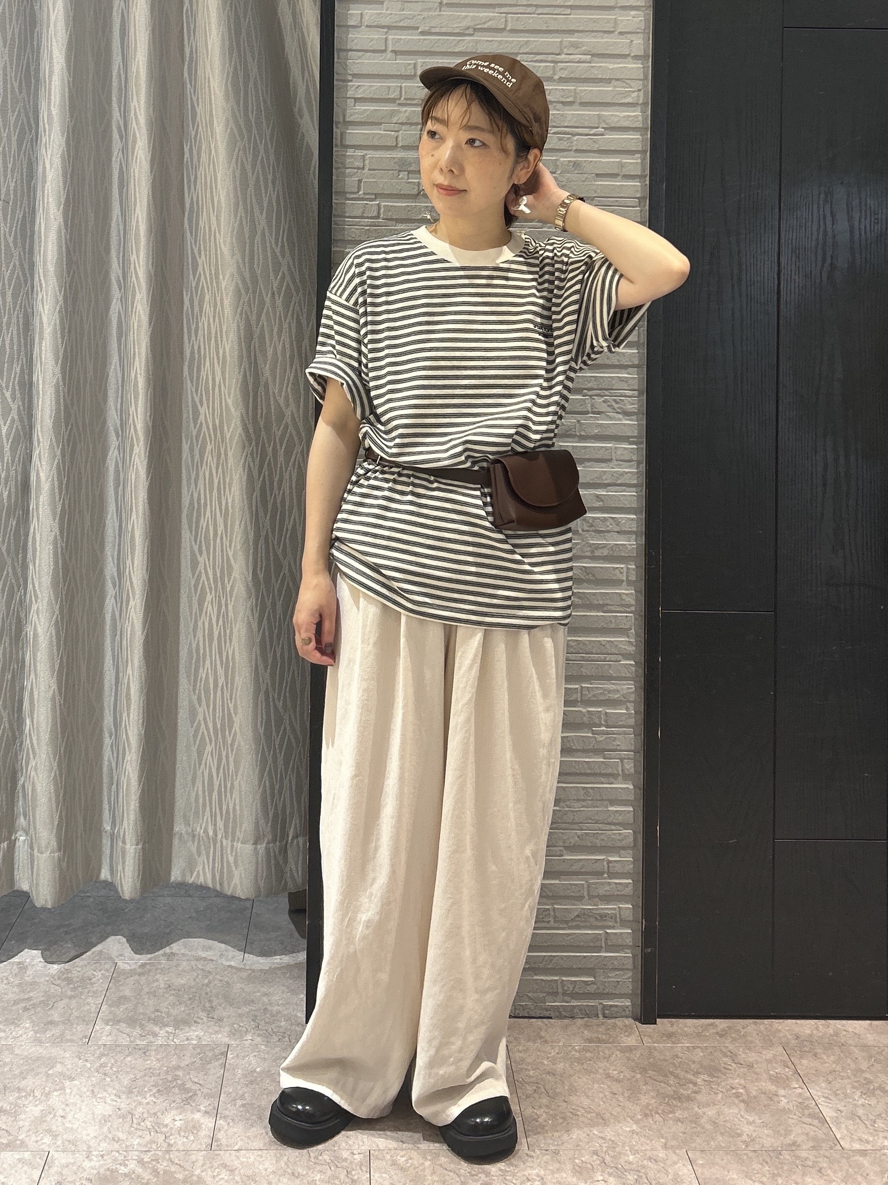 ga_riさんの「THE SHOP TK｜COOLボーダー 半袖Tシャツ 接触冷感／洗濯機OK」を使ったコーディネート