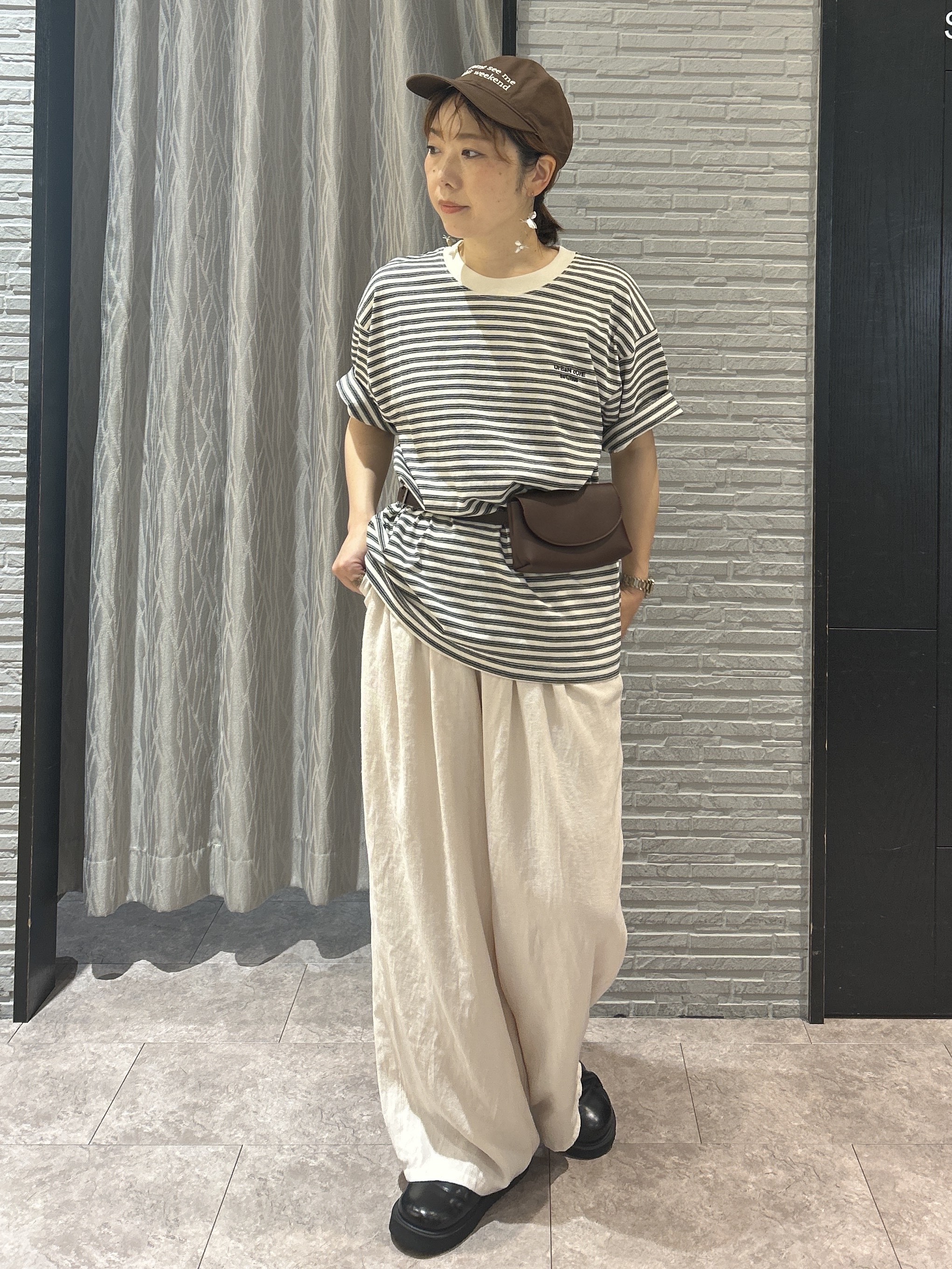 ga_riさんの「THE SHOP TK｜COOLボーダー 半袖Tシャツ 接触冷感／洗濯機OK」を使ったコーディネート