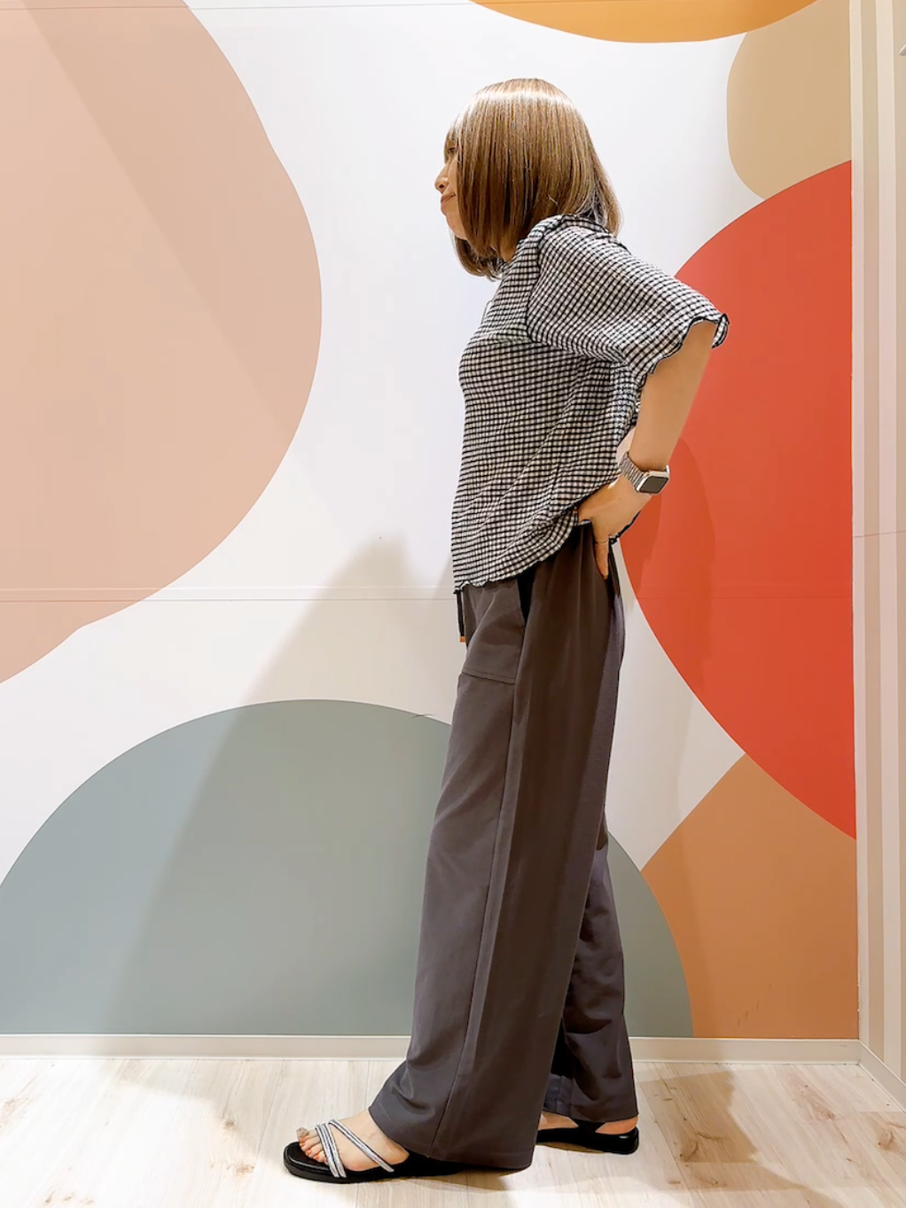 長男さんの「SHOO･LA･RUE｜カット楊柳ギンガムメローT」を使ったコーディネート