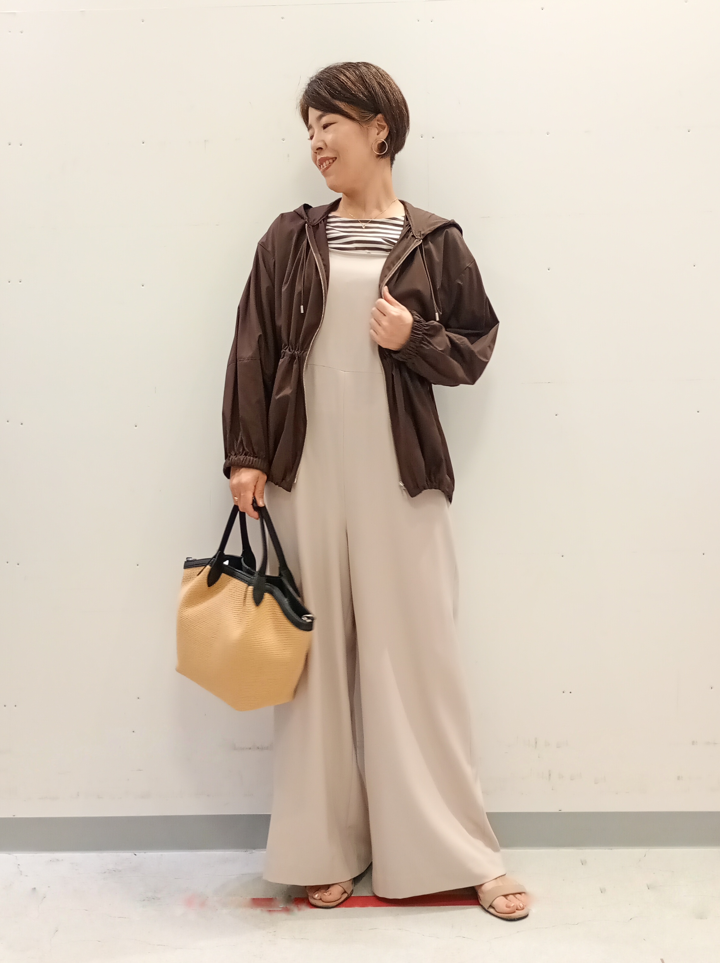 Kさんの「INDIVI｜【体型カバー】ボーダードルマントップス」を使ったコーディネート