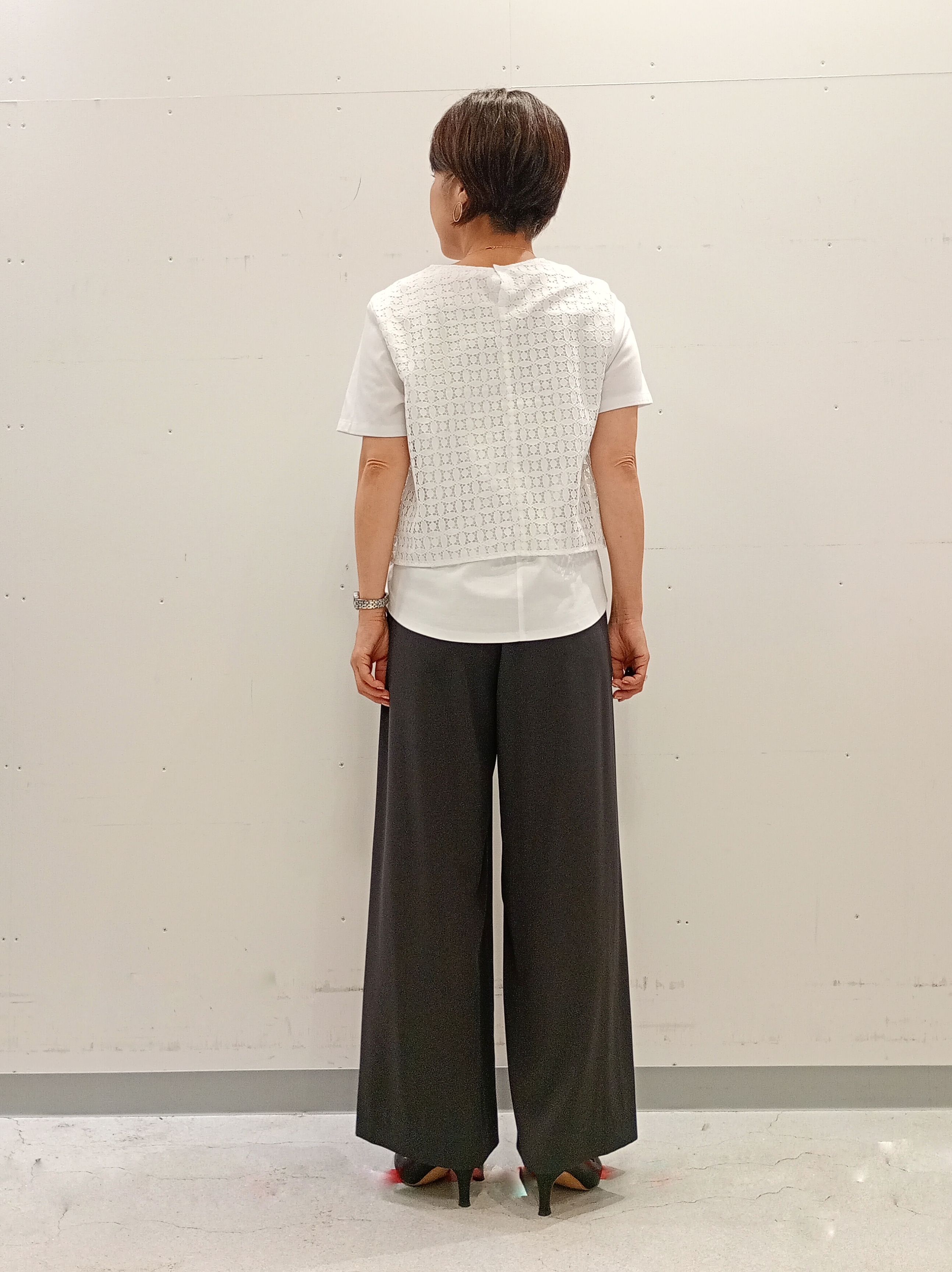 Kさんの「INDIVI｜【洗える】レイヤード風レースコンビTシャツ」を使ったコーディネート