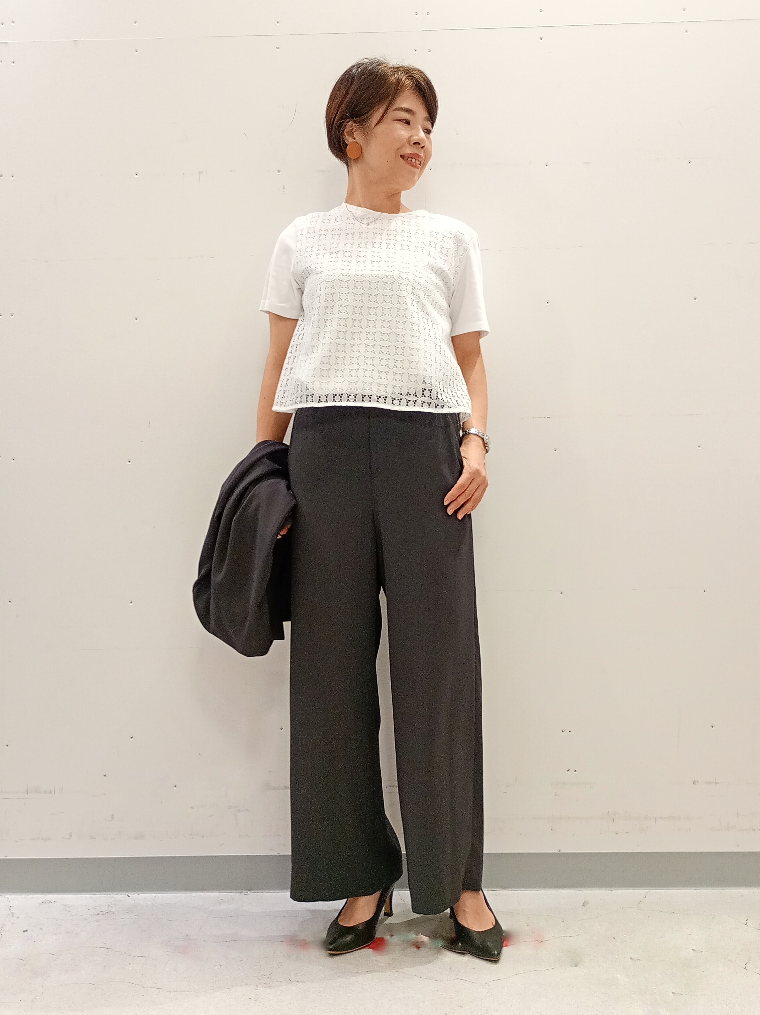 Kさんの「INDIVI｜【洗える】レイヤード風レースコンビTシャツ」を使ったコーディネート