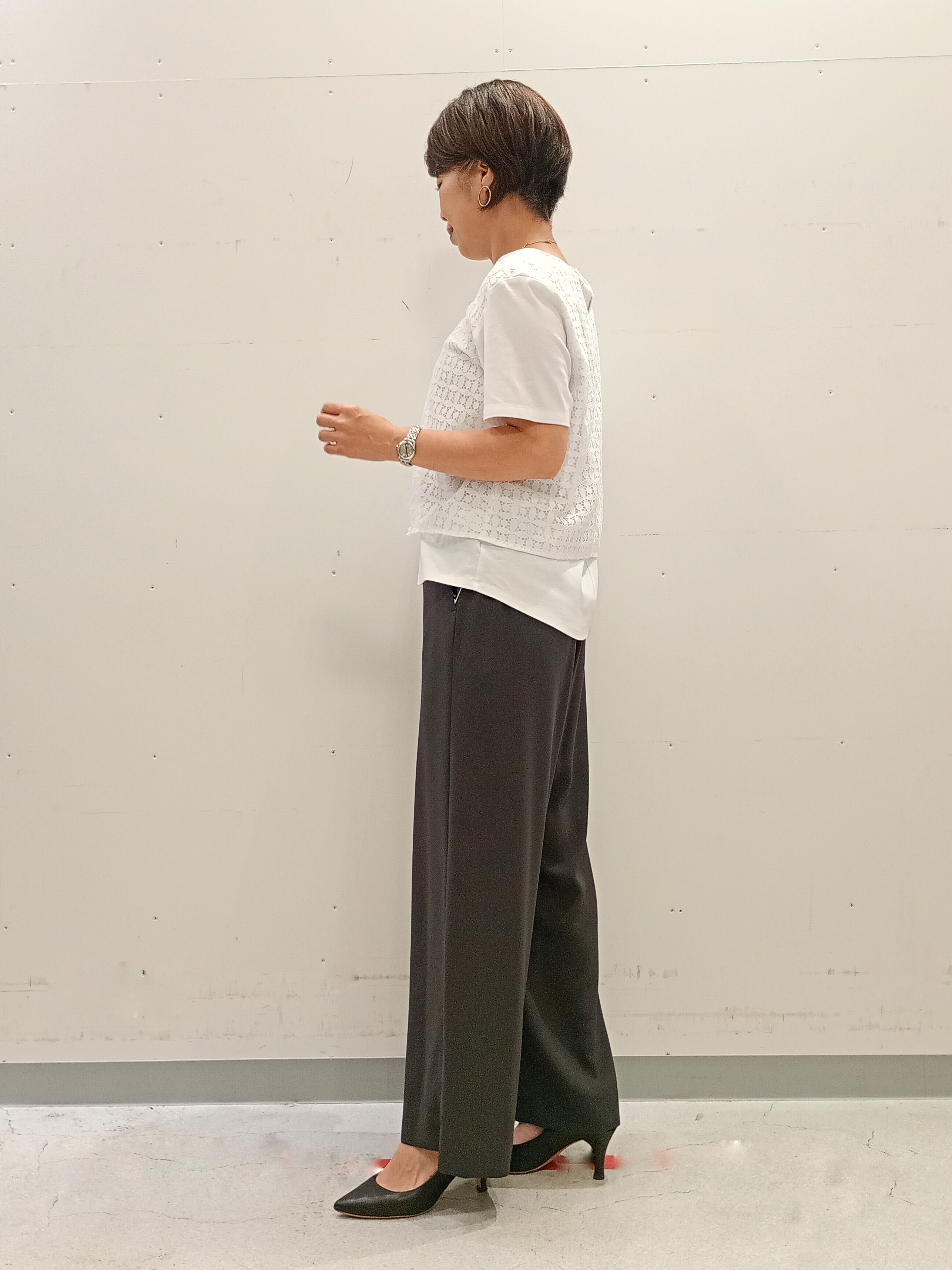 Kさんの「INDIVI｜【接触冷感／透湿／着る日傘】ノーカラージャケット」を使ったコーディネート