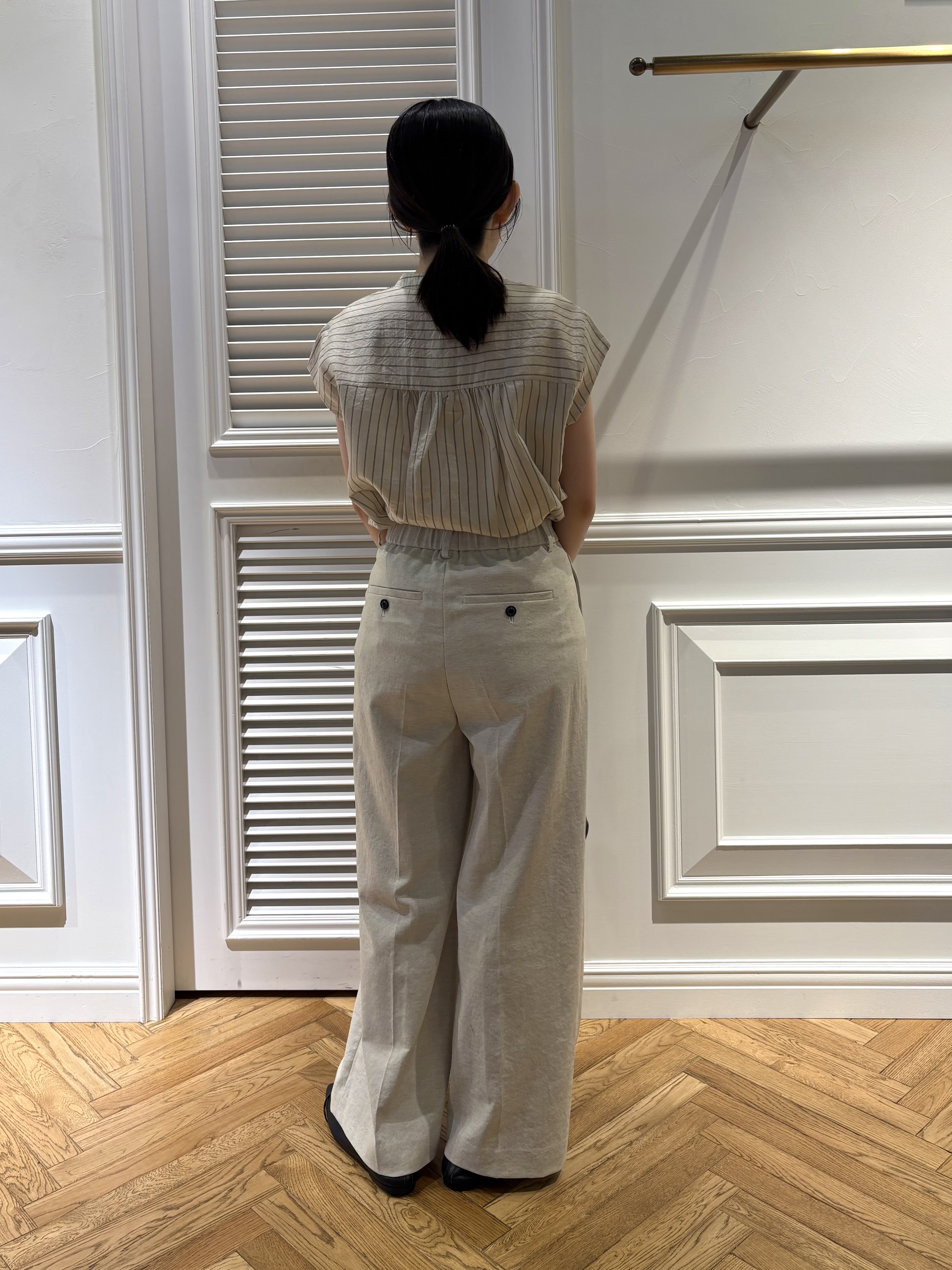 cocoさんの「DRESSTERIOR｜ストライプフレンチスリーブフリルブラウス」を使ったコーディネート