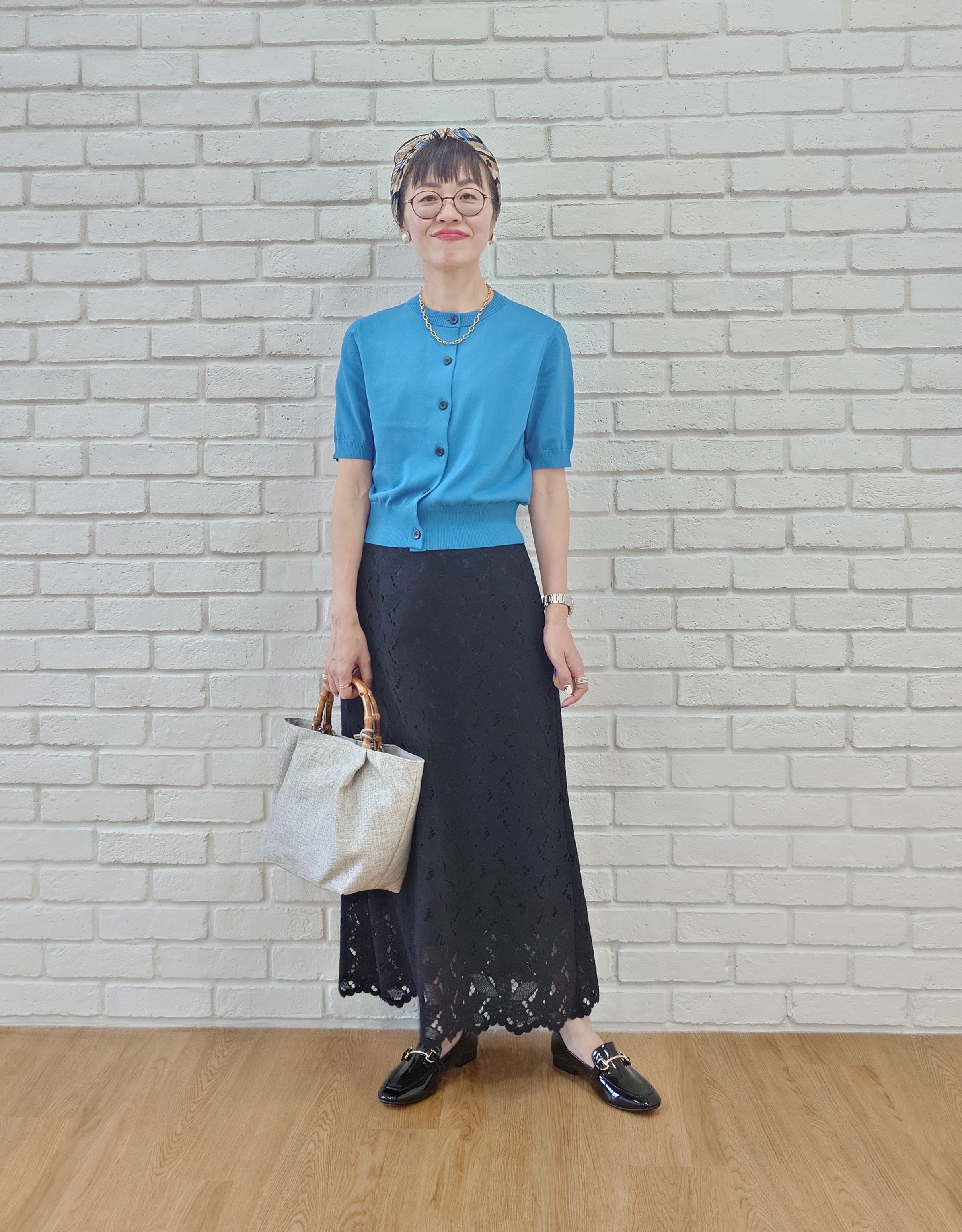 MUTSUKOさんの「UNTITLED｜【すっきりコンパクト】ドライタッチ5分袖カーディガン」を使ったコーディネート