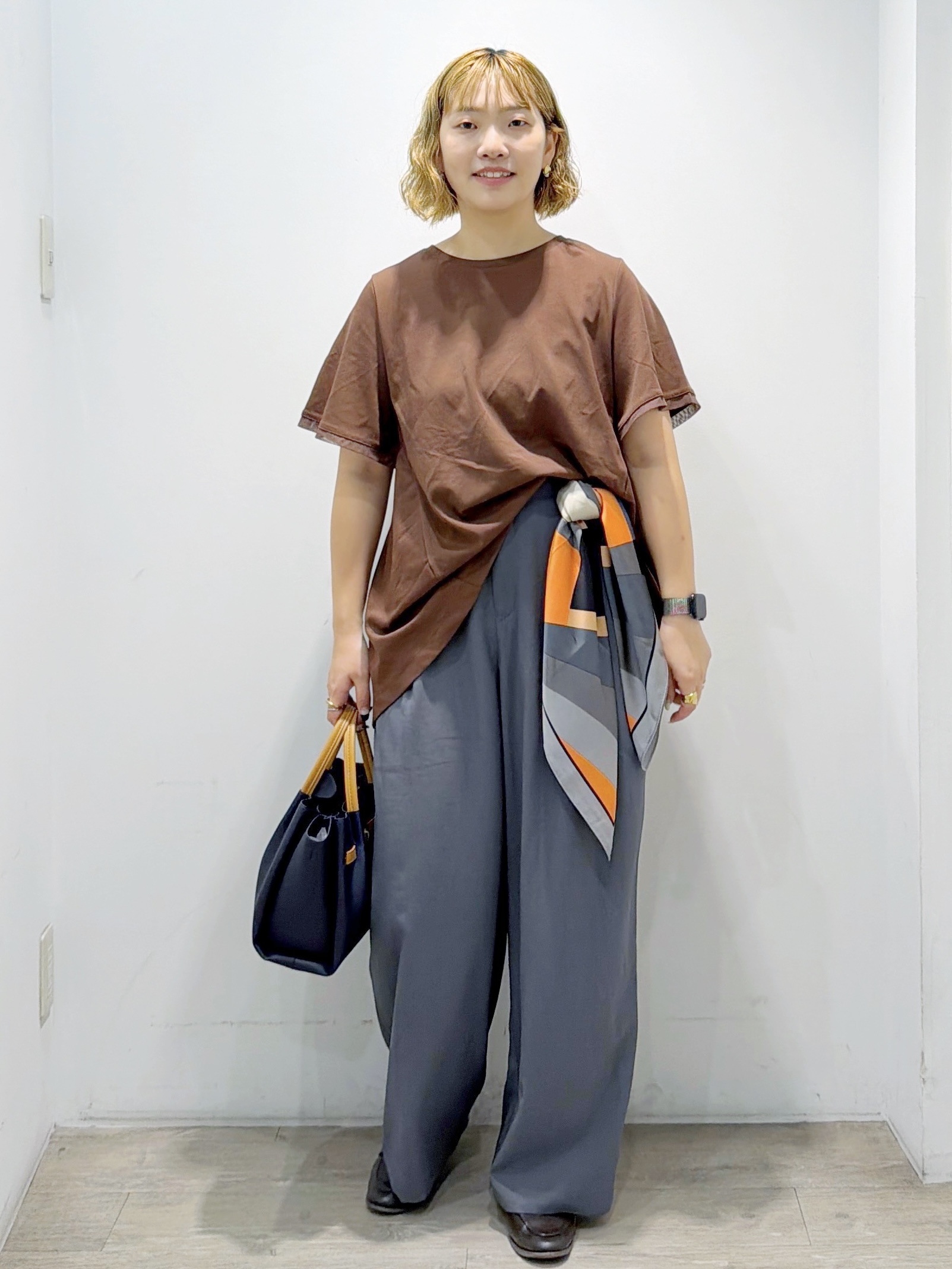 sumicaさんの「OPAQUE.CLIP｜【接触冷感／UV】着る冷感スーパーアイス ペプラムカットソー《洗濯機OK》」を使ったコーディネート