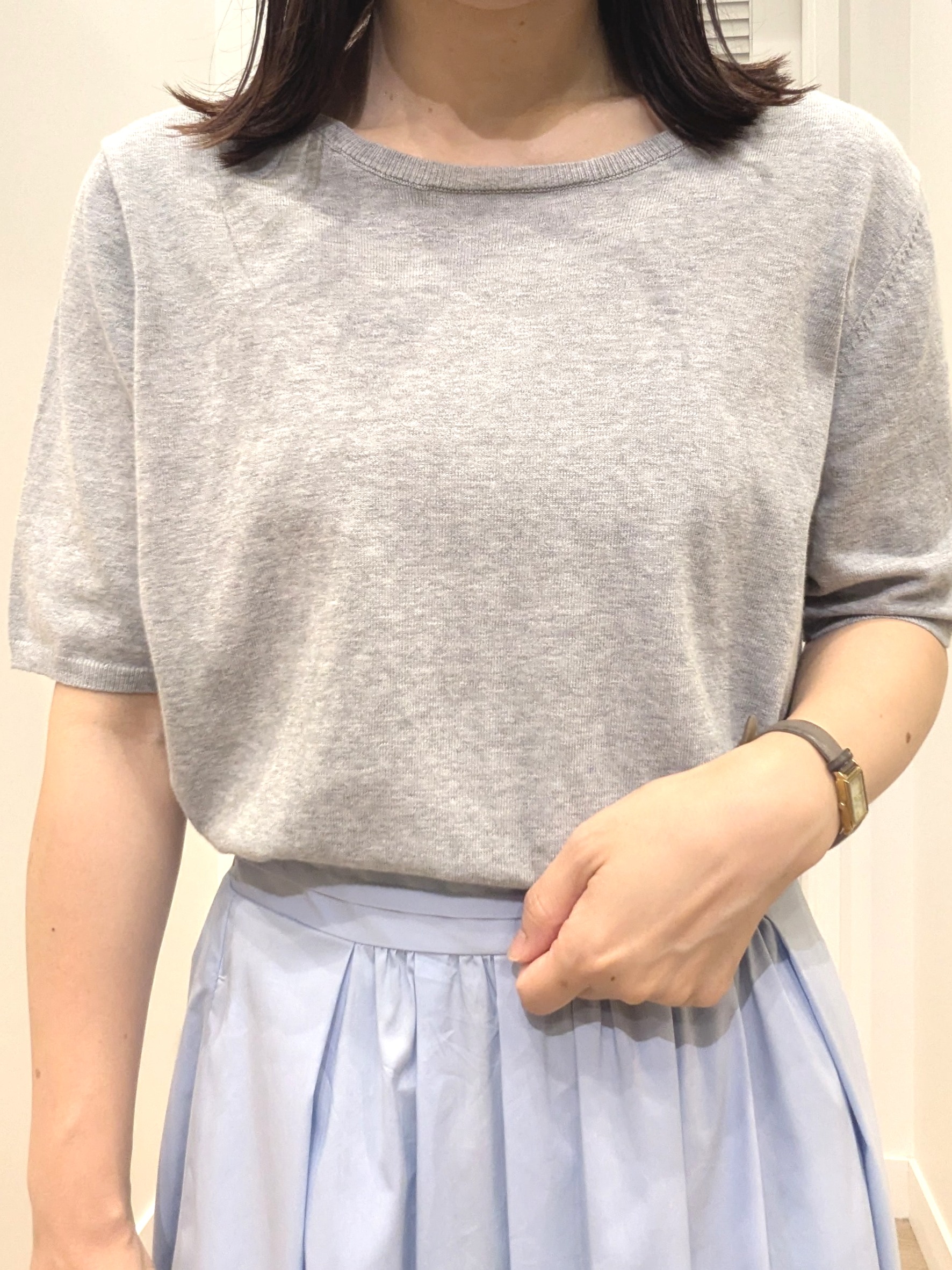 enさんの「Dessin｜【9色展開/接触冷感/UVカット】ドライタッチサマーニットT」を使ったコーディネート