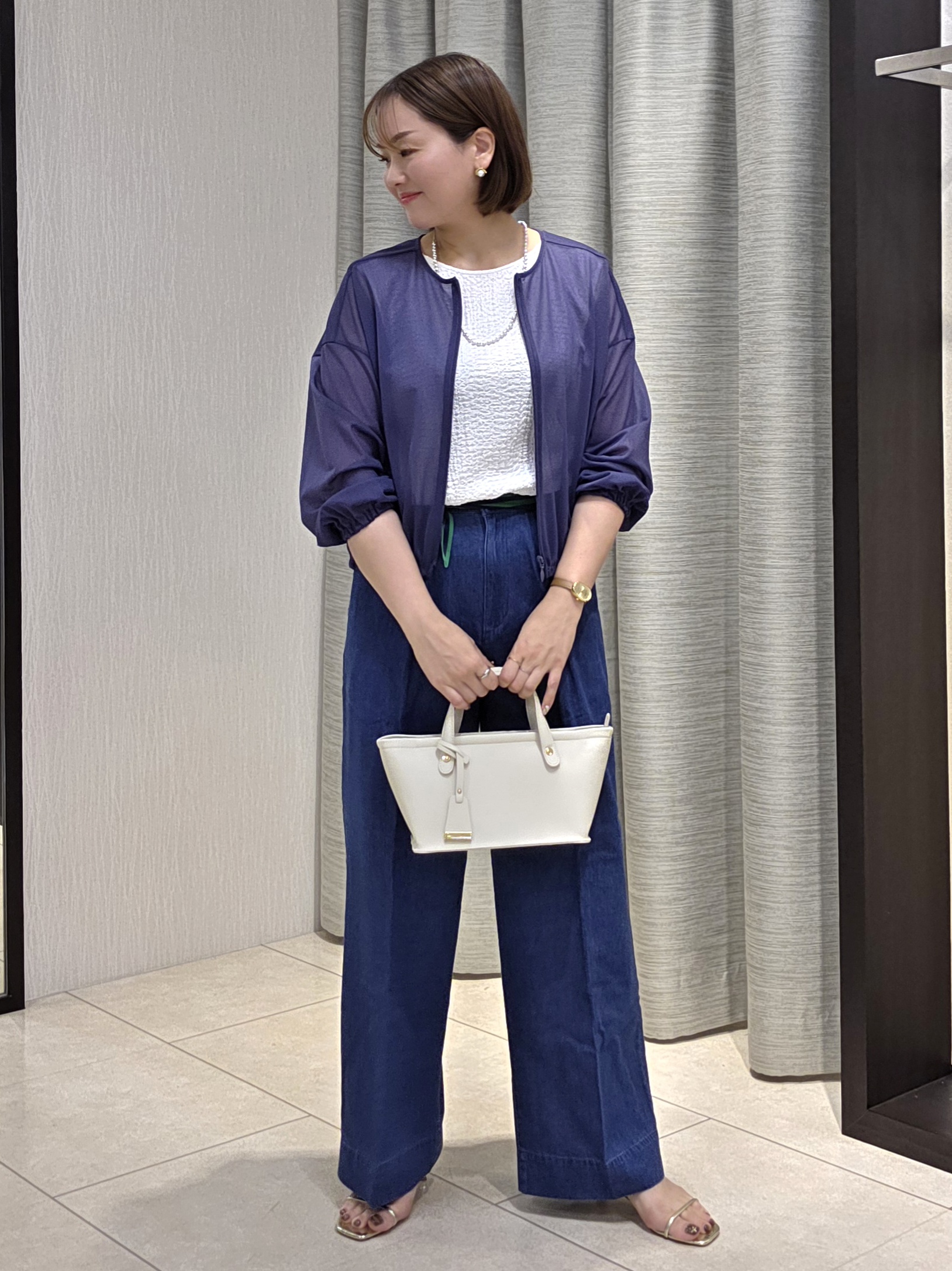 naokoさんの「UNTITLED｜トリコットシアーブラウス」を使ったコーディネート