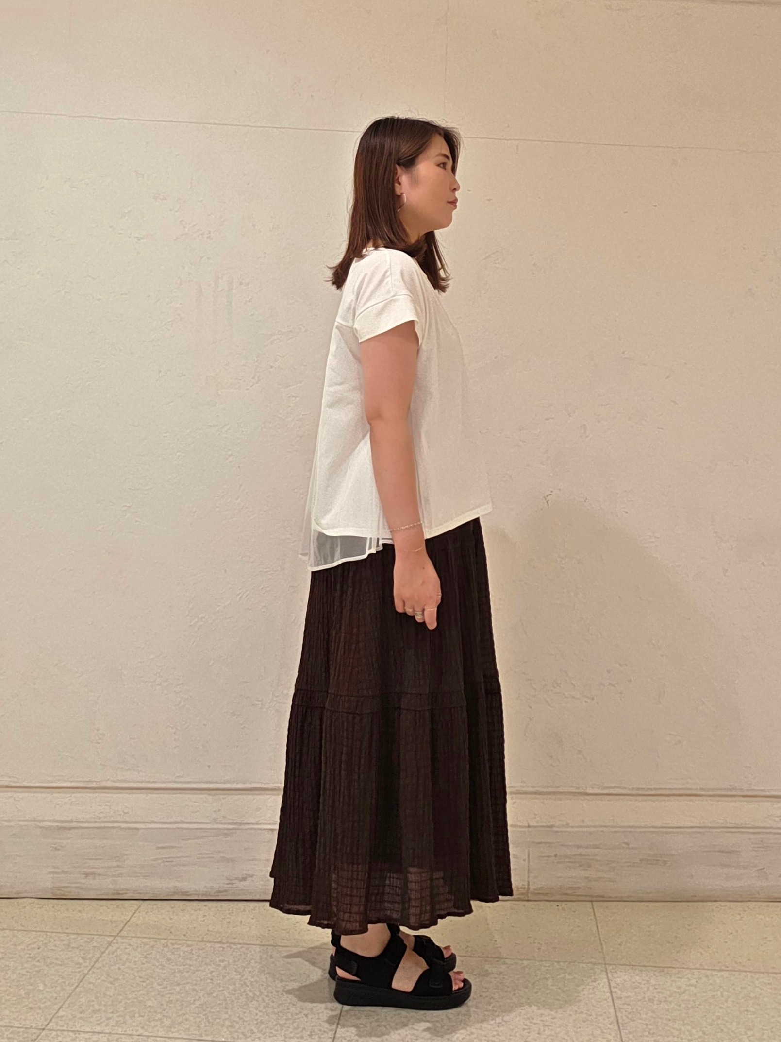 yumiさんの「Reflect｜チュール&times;ジャージチュニックトップス」を使ったコーディネート