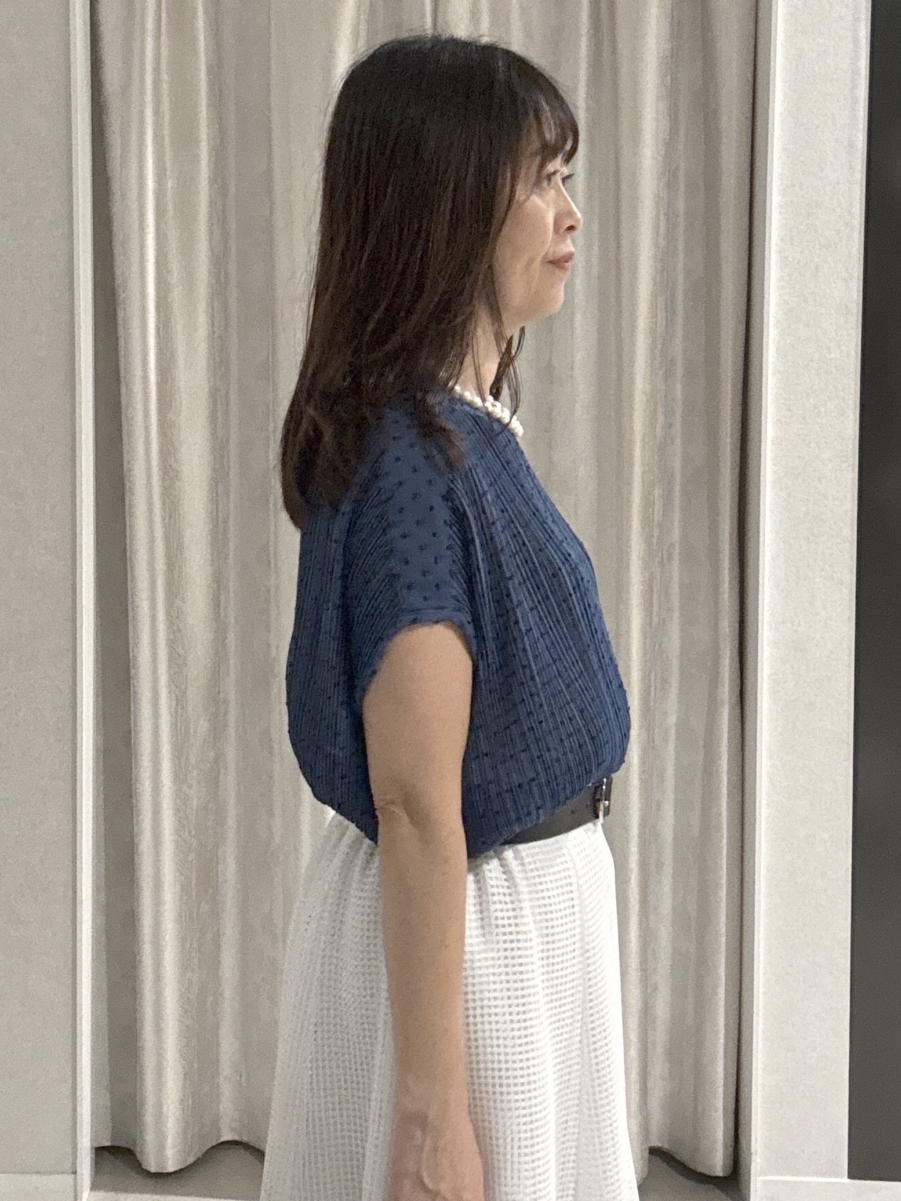 makiさんの「UNTITLED｜【1枚で着映える】ドットジャガードブラウス」を使ったコーディネート