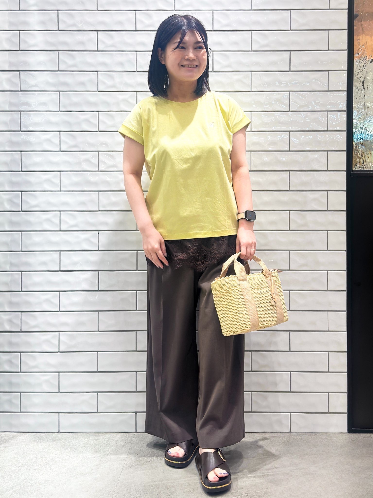 Minさんの「OPAQUE.CLIP｜【接触冷感／UV】ワンポイント刺繍Tシャツ《7col／XS~3L／洗濯機OK》」を使ったコーディネート