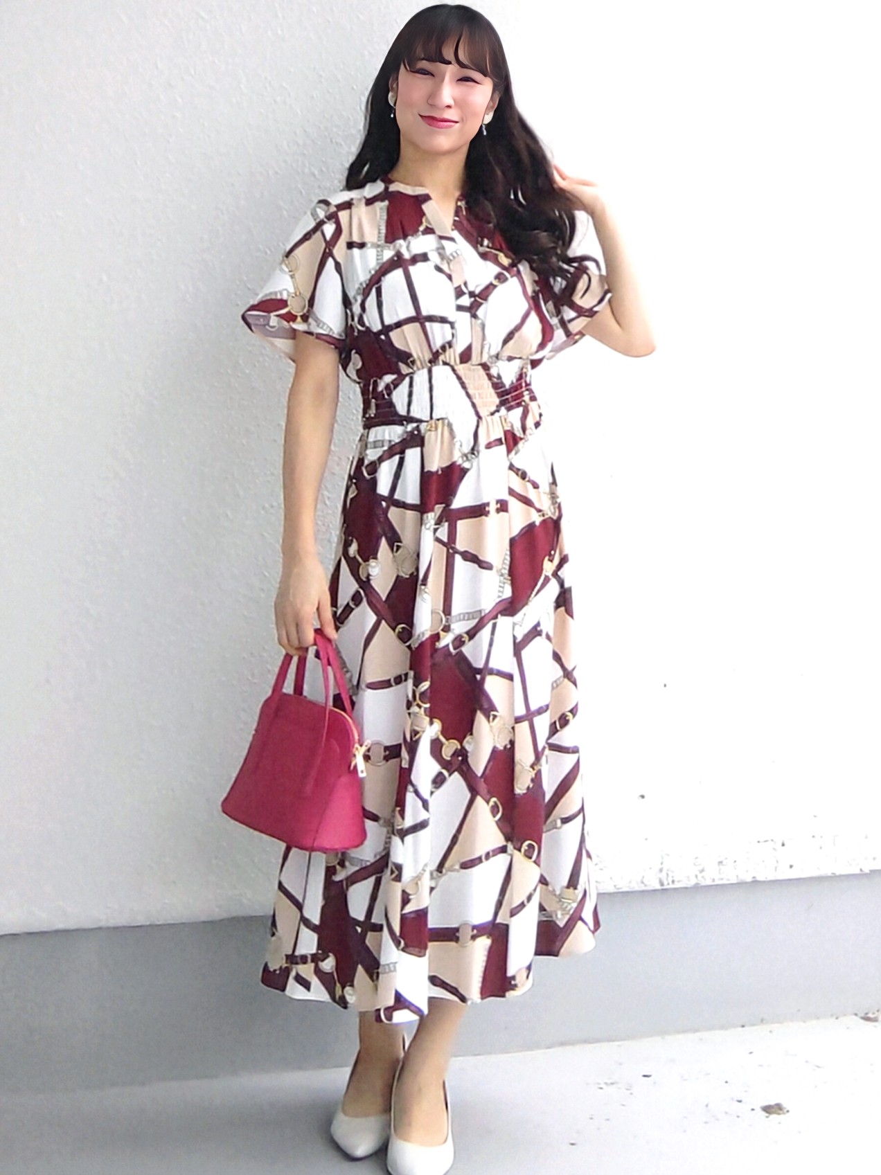 keinaさんの「SunaUna｜【手洗い可】スカーフ柄ワンピース」を使ったコーディネート