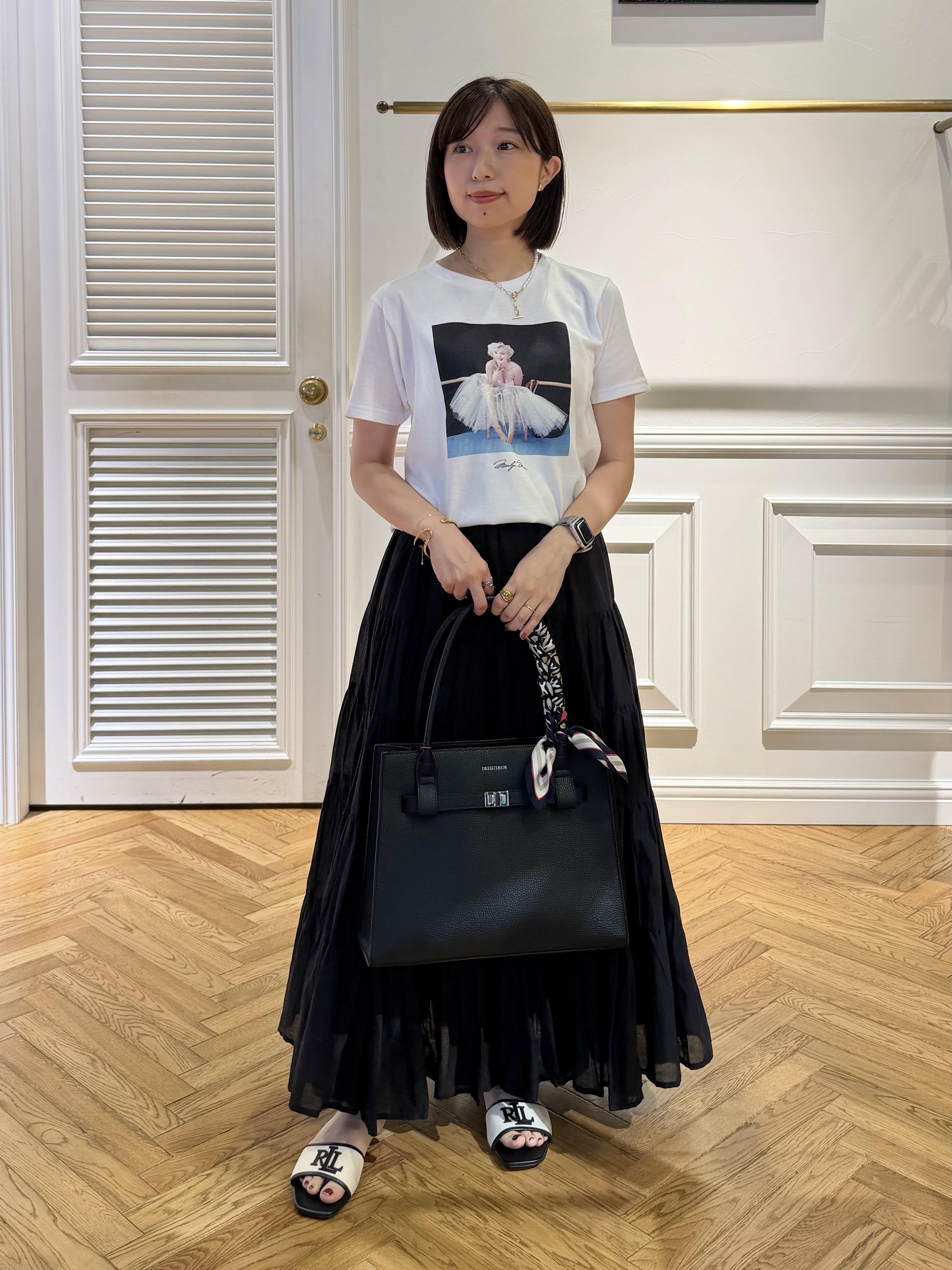 つじ まこさんの「DRESSTERIOR｜【別注】マリリンモンロー/カラープリントTシャツ」を使ったコーディネート