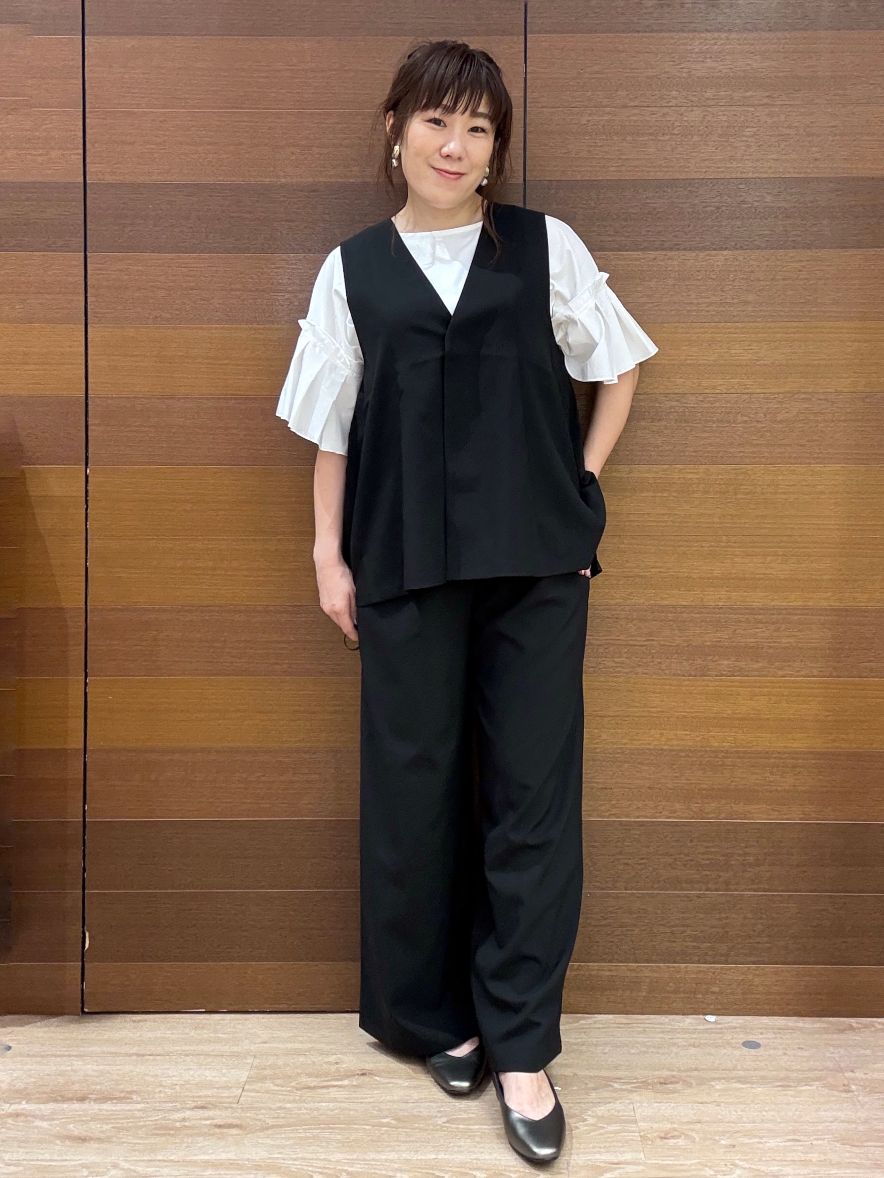 maichiさんの「OPAQUE.CLIP｜【吸水速乾】フレアジレ《洗濯機OK／セットアップ対応可》」を使ったコーディネート