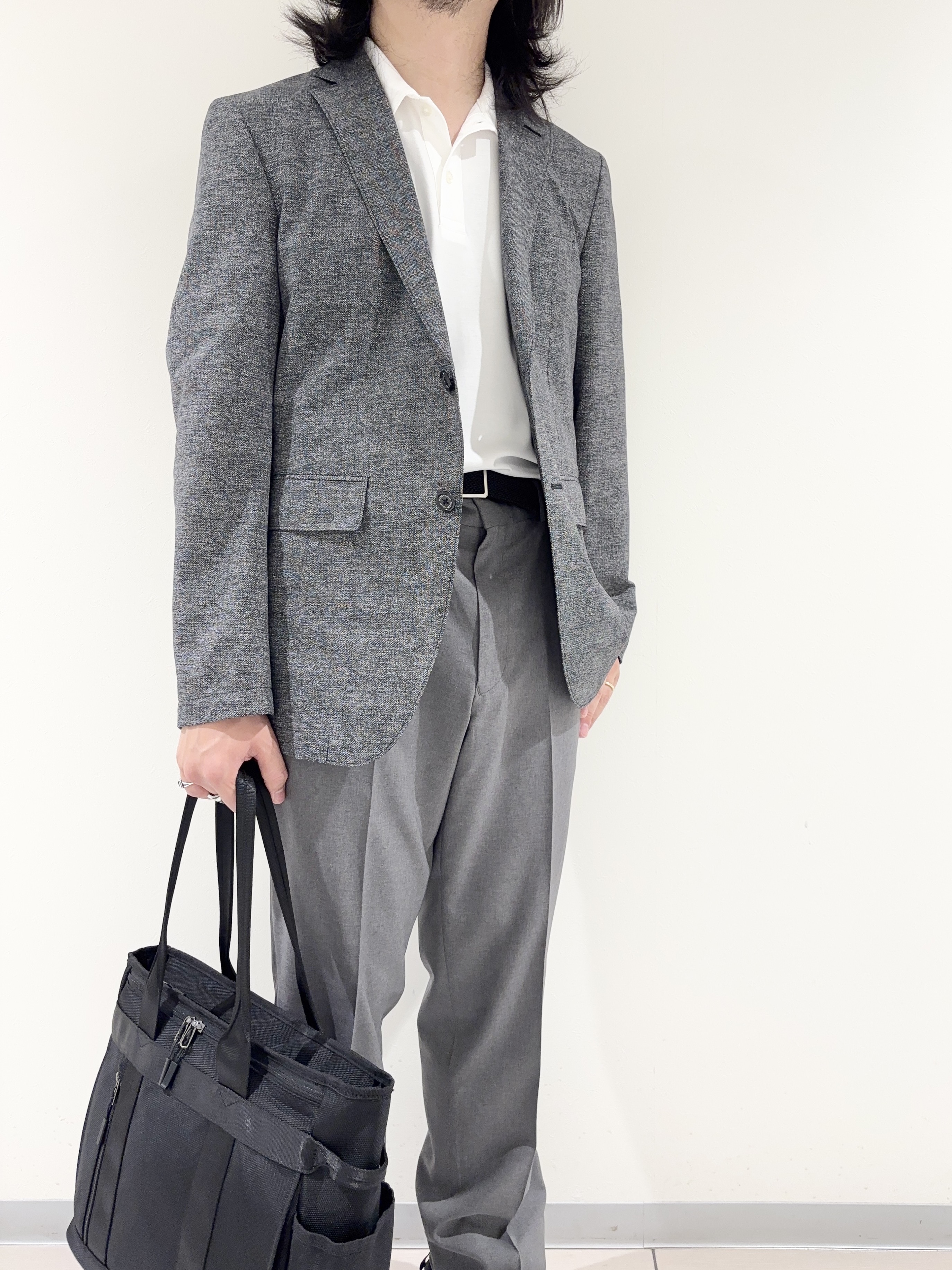 及川さんの「TAKEO KIKUCHI｜【抗菌防臭】COOL DOTS（R）ドビープリント ジャケット」を使ったコーディネート