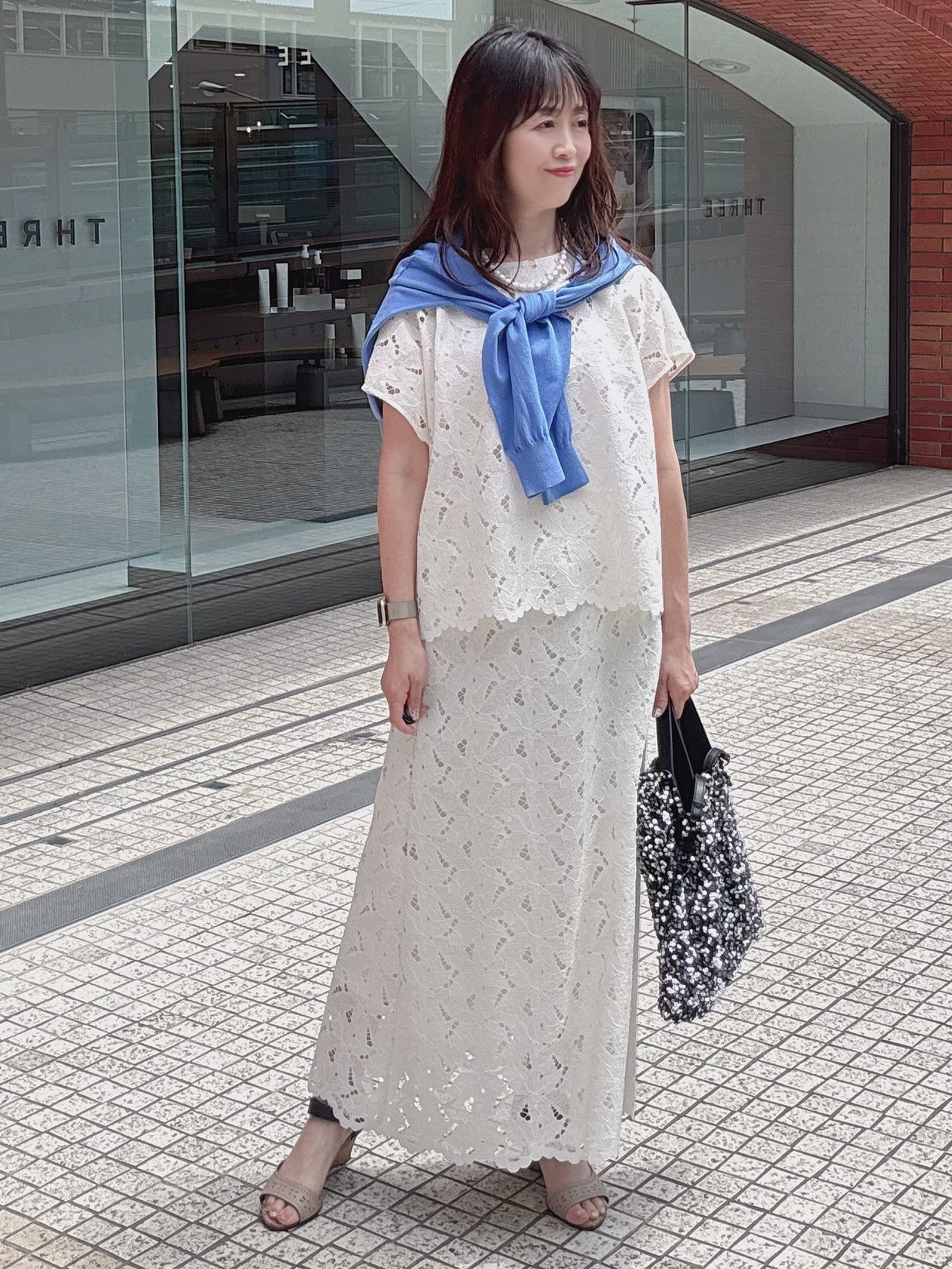 makiさんの「UNTITLED｜【9色展開/アンサンブル可】コットンクルーネックカーディガン」を使ったコーディネート