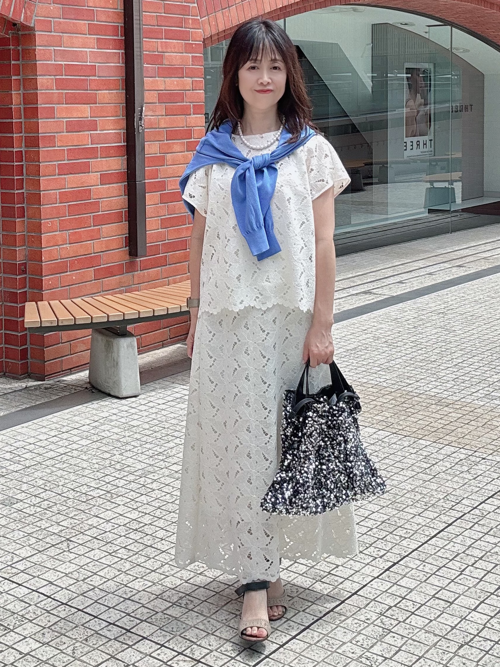 makiさんの「UNTITLED｜【9色展開/アンサンブル可】コットンクルーネックカーディガン」を使ったコーディネート