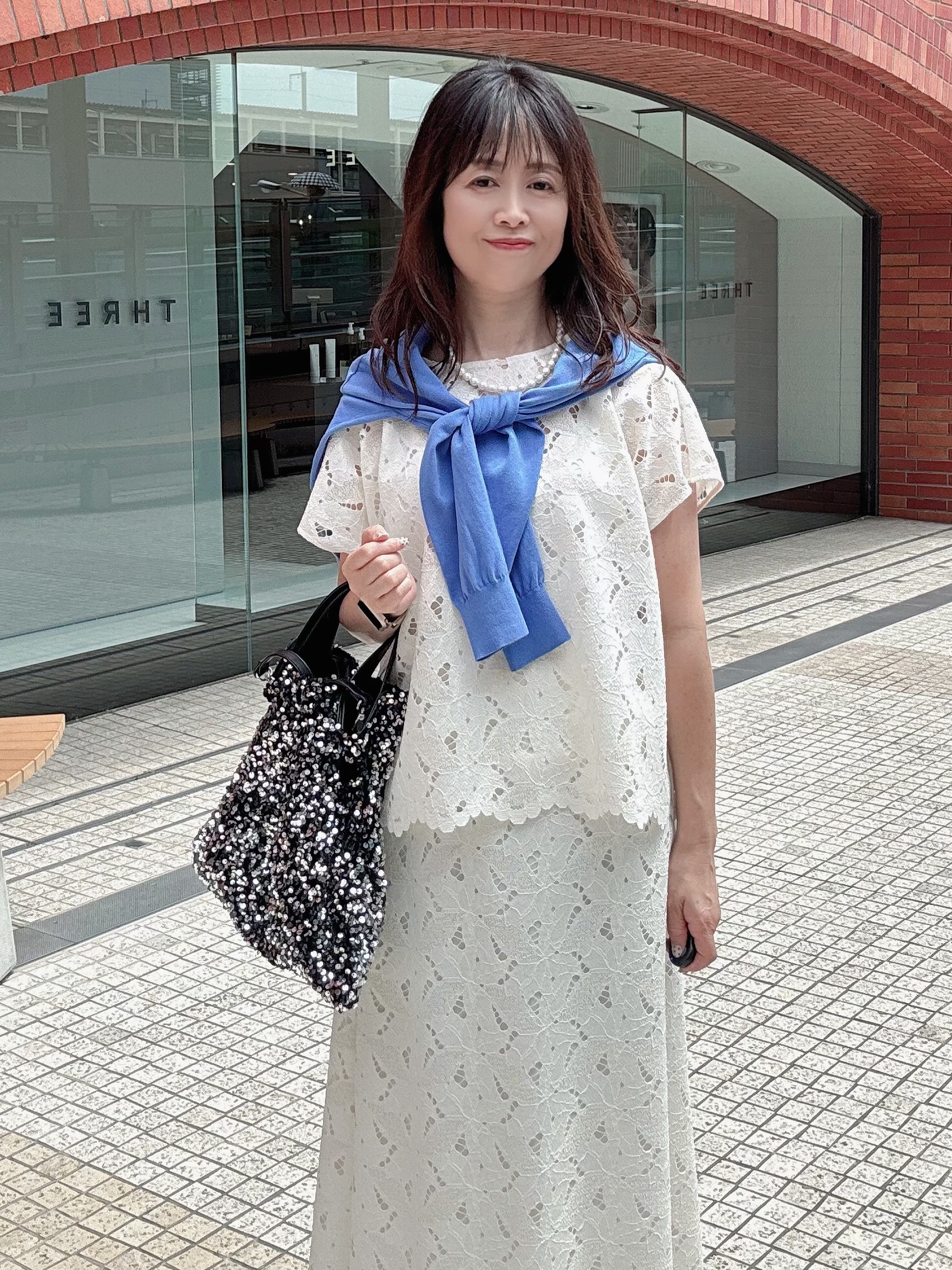 makiさんの「UNTITLED｜【9色展開/アンサンブル可】コットンクルーネックカーディガン」を使ったコーディネート