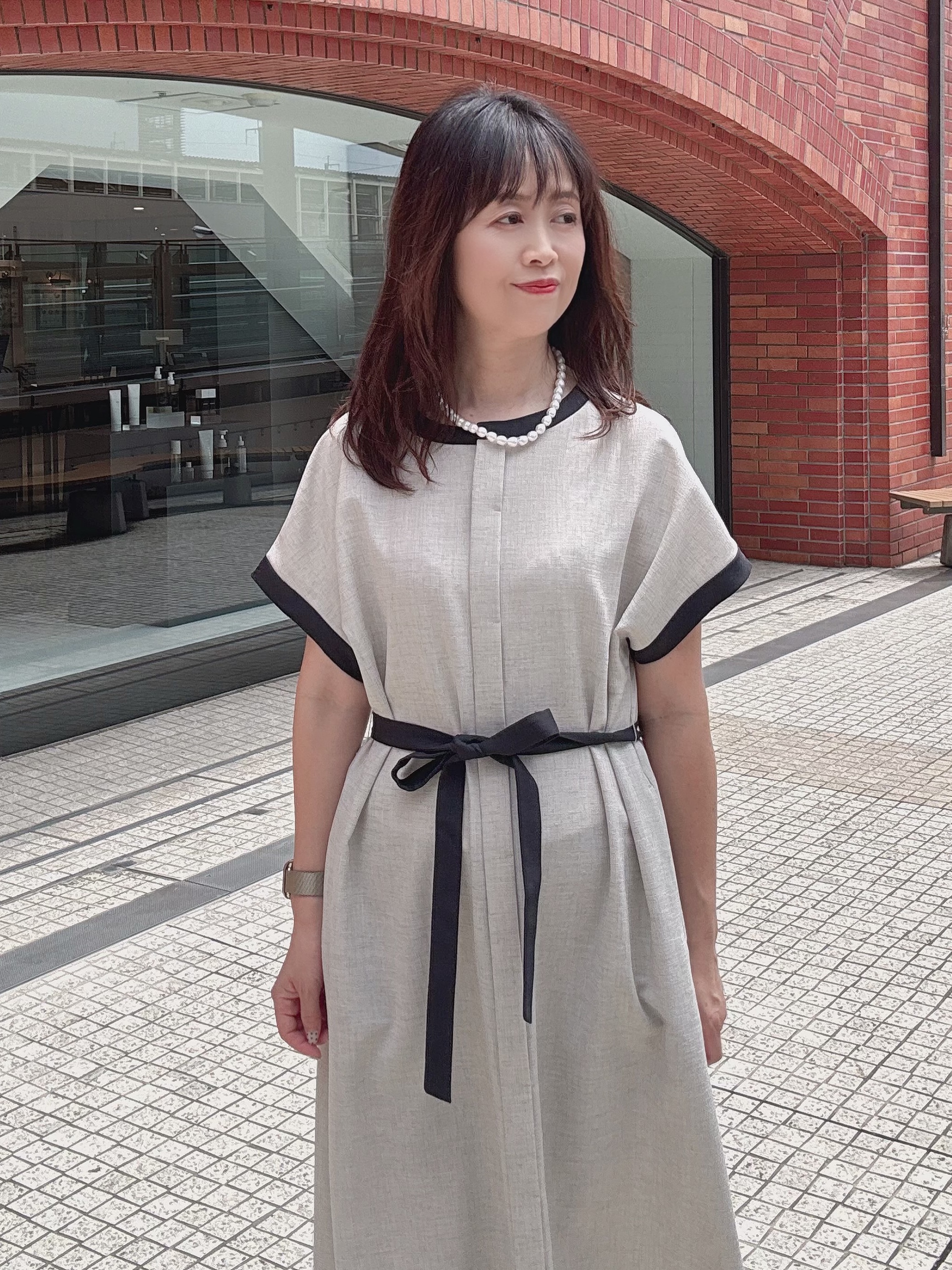 makiさんの「UNTITLED｜【すっきりコンパクト】ドライタッチ5分袖カーディガン」を使ったコーディネート