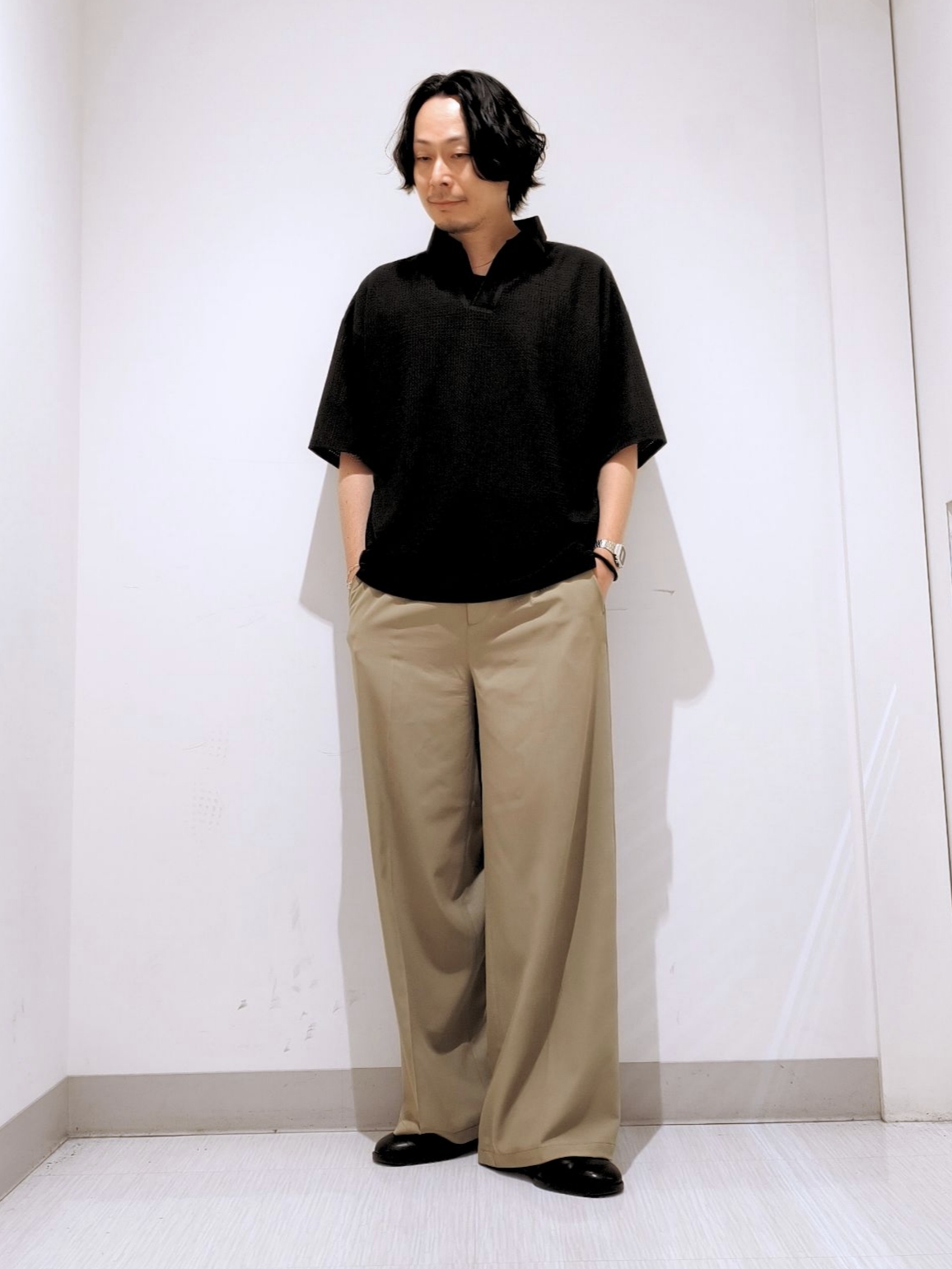 テラシンさんの「tk.TAKEO KIKUCHI｜【ソフトタッチ】ルーズスキッパーポロシャツ/ソフト肌触り/オーバーサイズ/ルーズ/ドロップショルダー」を使ったコーディネート