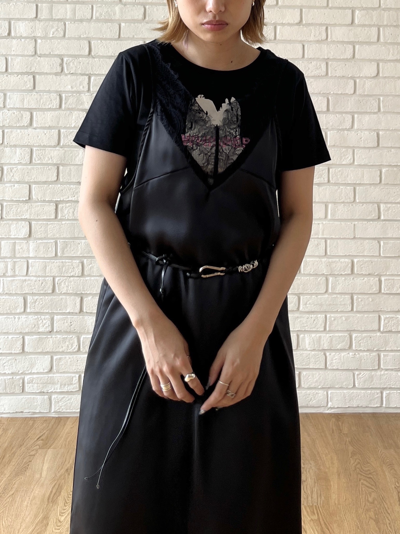 Harukaさんの「INDIVI｜レースサテンキャミドレス」を使ったコーディネート