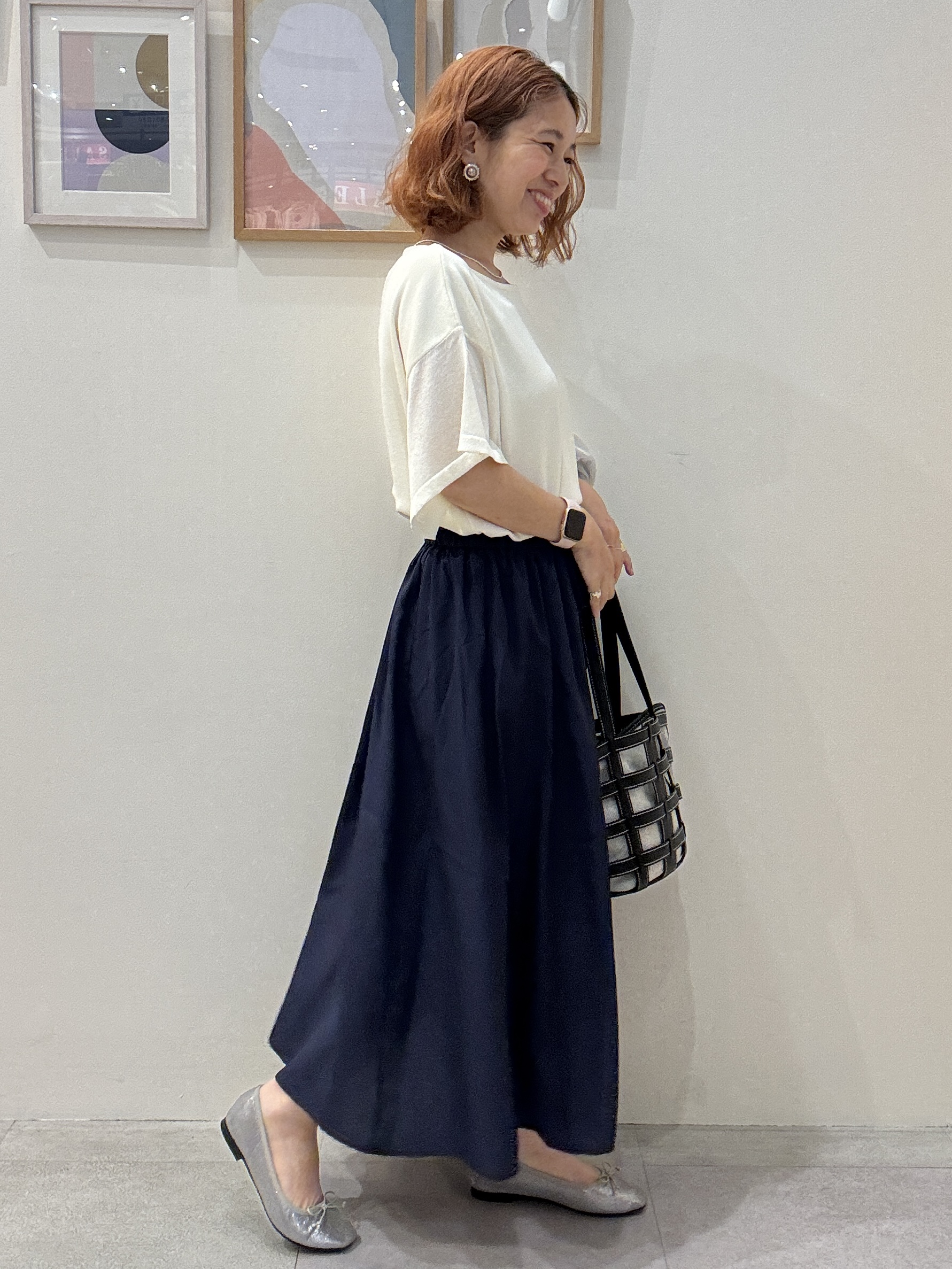 たけぴさんの「SHOO･LA･RUE｜【さらり快適/洗濯機可/S-LL】シアーラメカーディガン」を使ったコーディネート