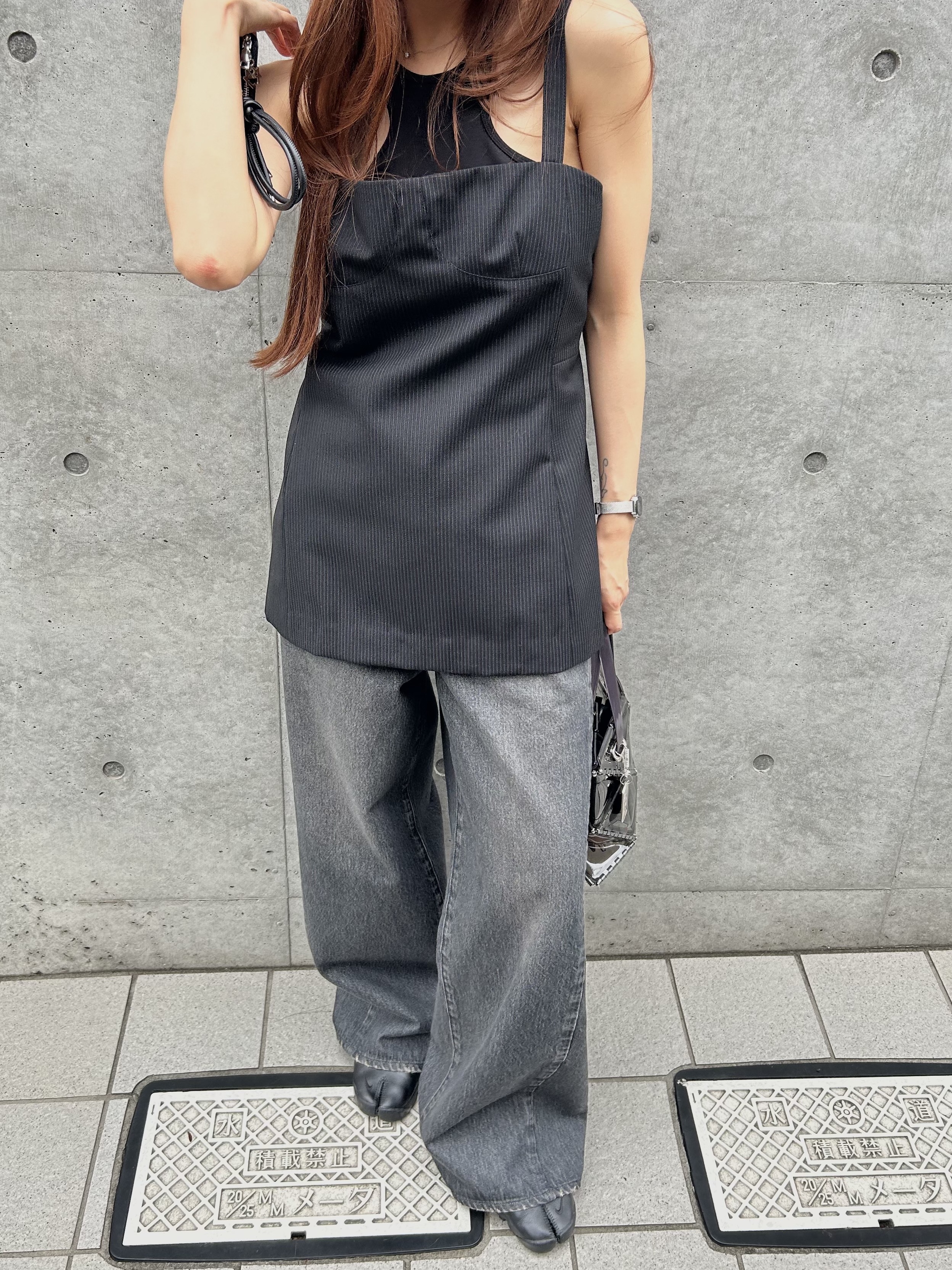 kanamiさんの「CODE A｜corset stripe camisole」を使ったコーディネート
