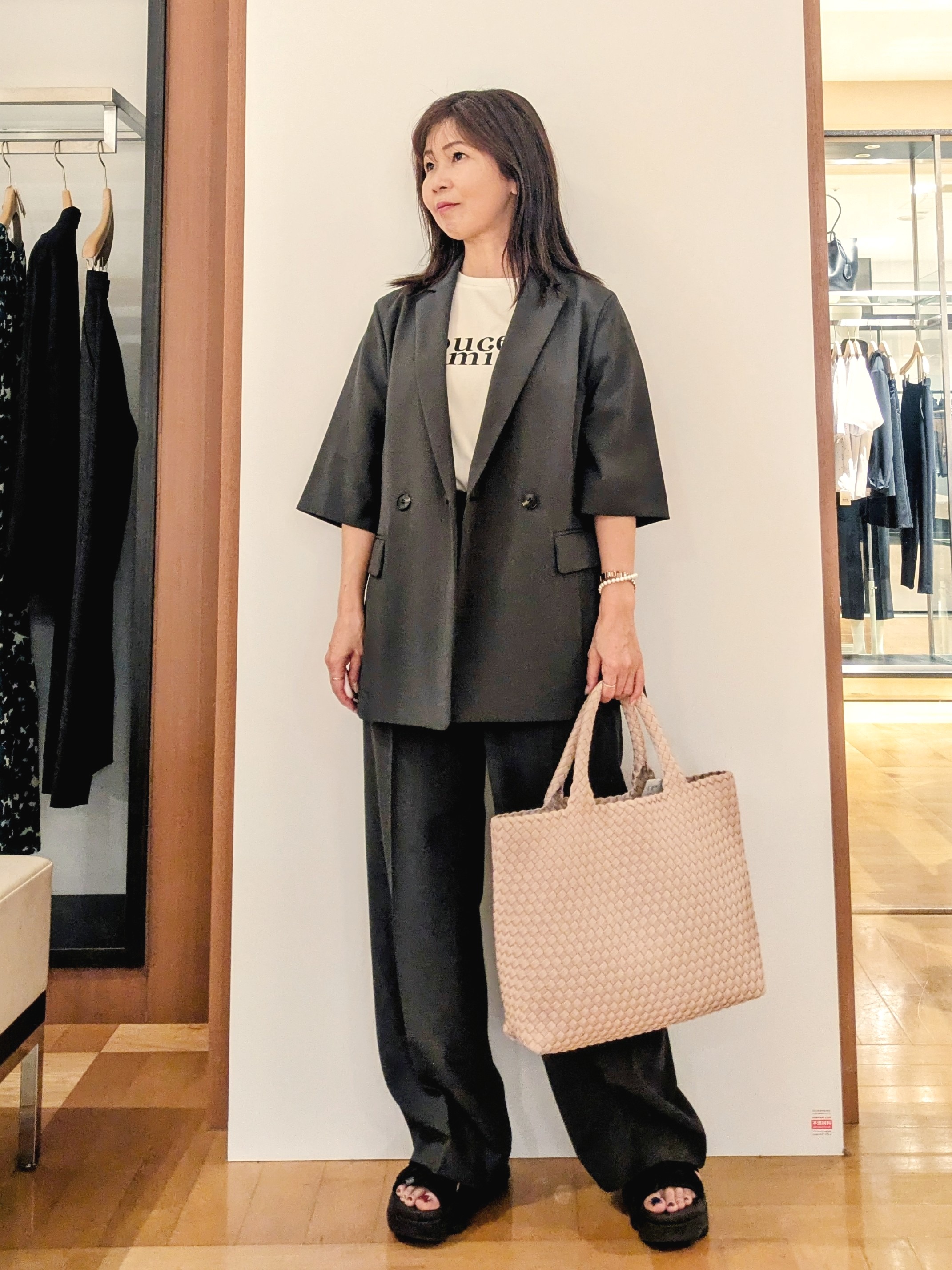 laverさんの「UNTITLED｜【セットアップ可/UVカット/通気性】エアリークール半袖ジャケット」を使ったコーディネート