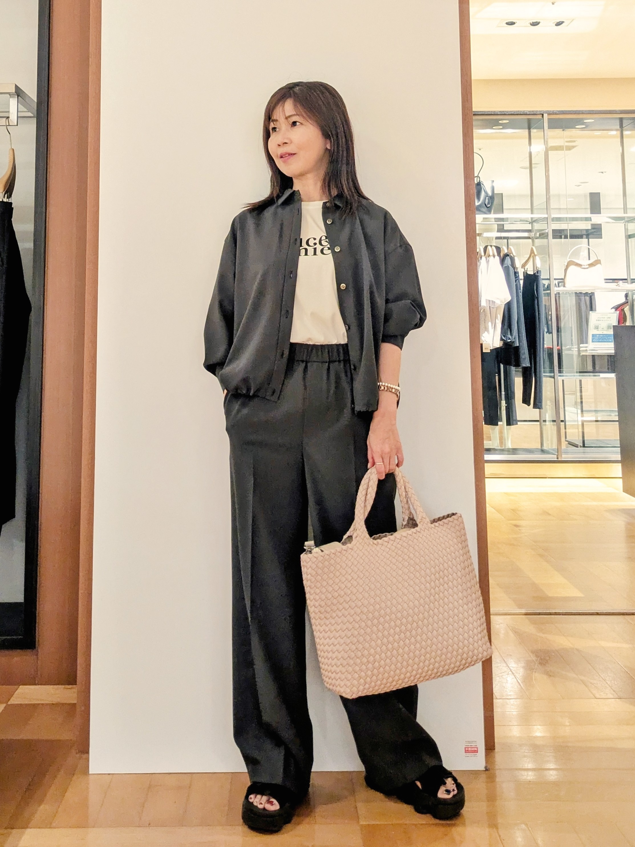 laverさんの「UNTITLED｜【セットアップ可/UVカット/接触冷感】エアリークールドロストシャツ」を使ったコーディネート