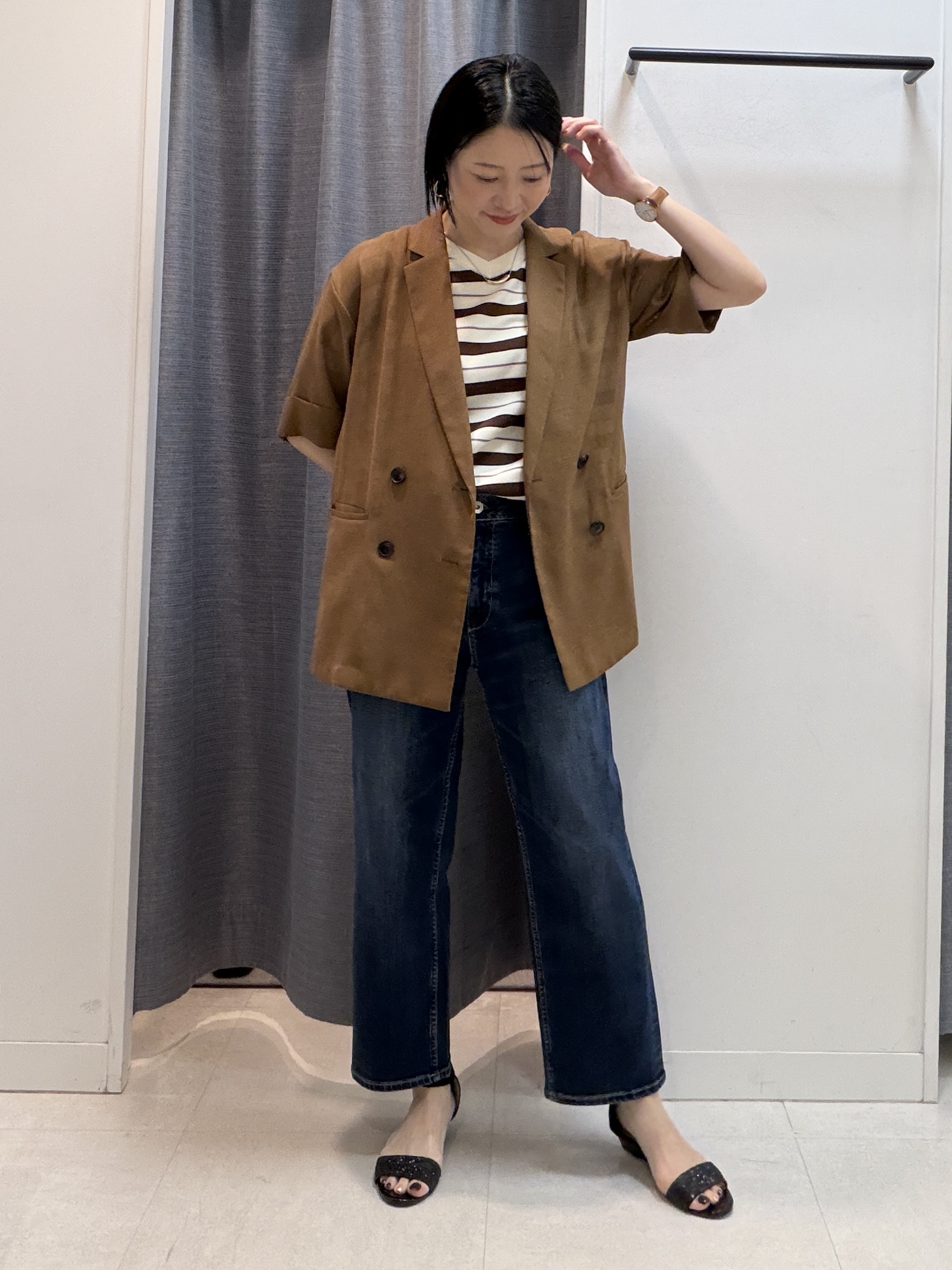 shihoさんの「INDIVI｜【洗える／メッシュ素材／SETUP可能】半袖シアージャケット」を使ったコーディネート