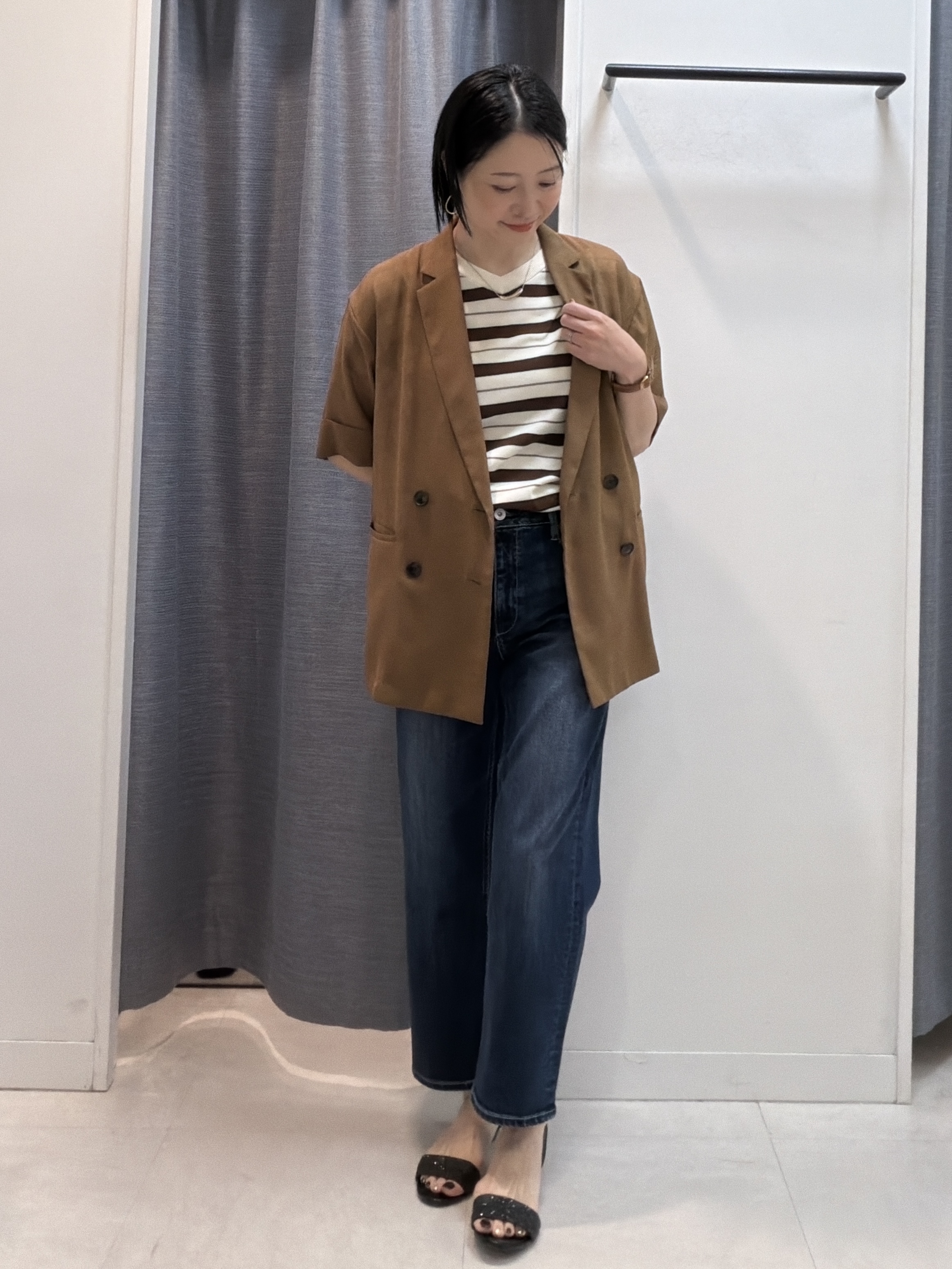 shihoさんの「INDIVI｜【洗える／メッシュ素材／SETUP可能】半袖シアージャケット」を使ったコーディネート
