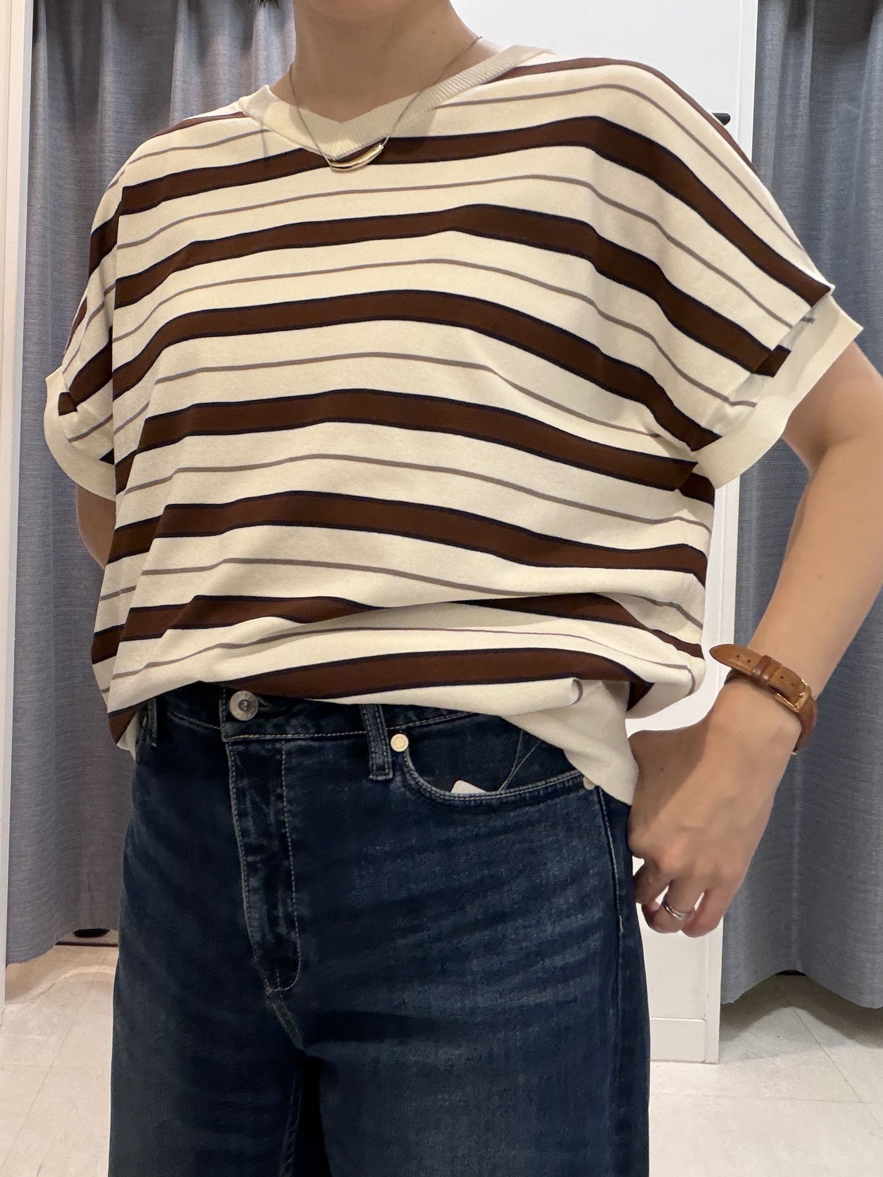shihoさんの「INDIVI｜【きれいに体型カバー/前後2WAY】ドライタッチコットンプルオーバー」を使ったコーディネート
