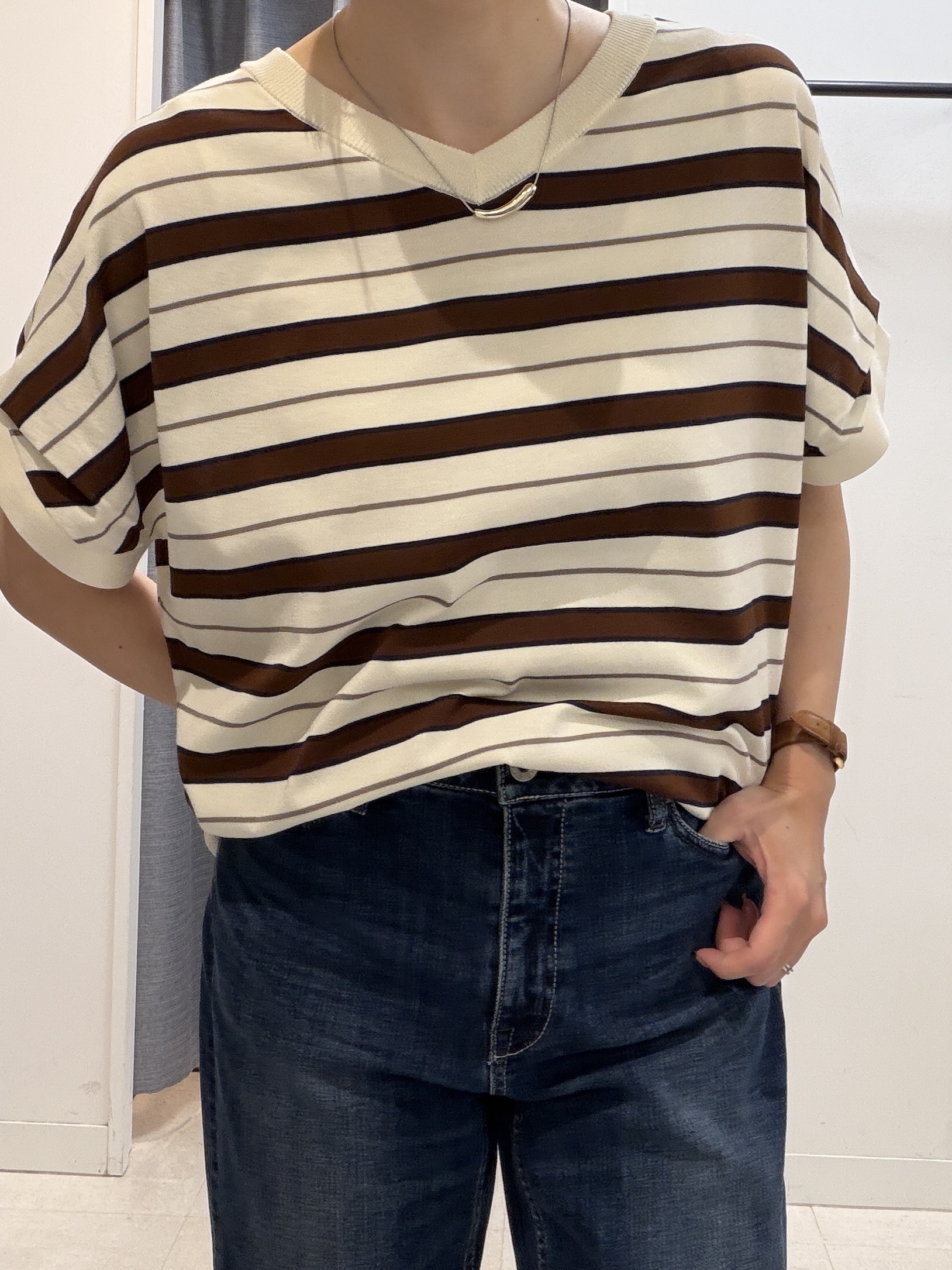 shihoさんの「INDIVI｜【きれいに体型カバー/前後2WAY】ドライタッチコットンプルオーバー」を使ったコーディネート