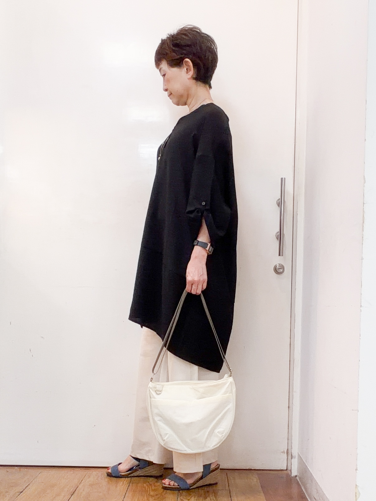 みぃさんの「SHOO･LA･RUE｜【ひんやり/S-LL/洗濯機可】体型カバーにも ゆるっとリラックスチュニック」を使ったコーディネート
