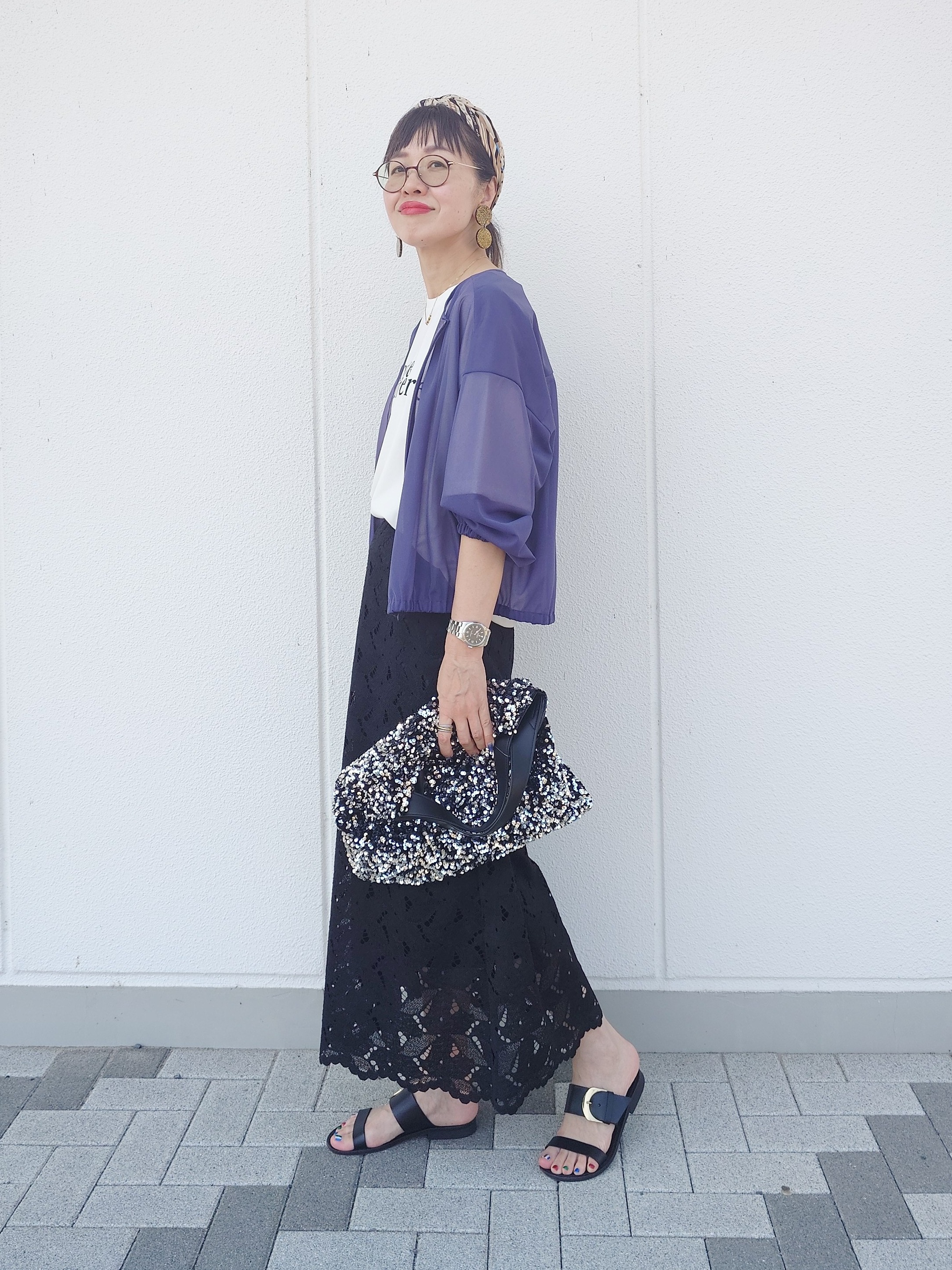 MUTSUKOさんの「UNTITLED｜トリコットシアーブラウス」を使ったコーディネート